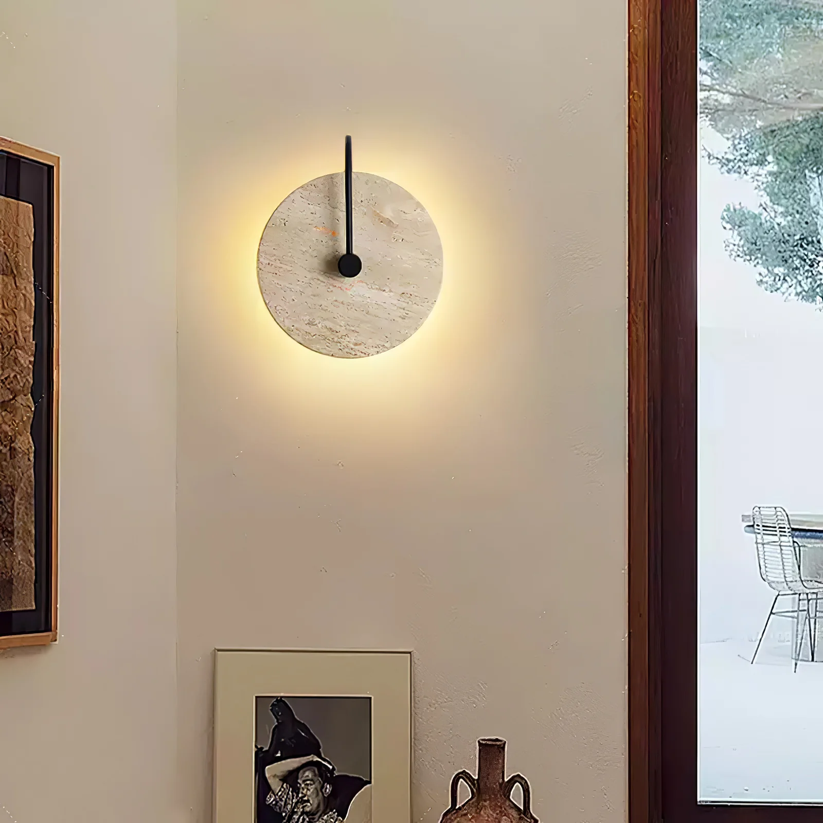 Round Travertine Wall Lamp - Image 9