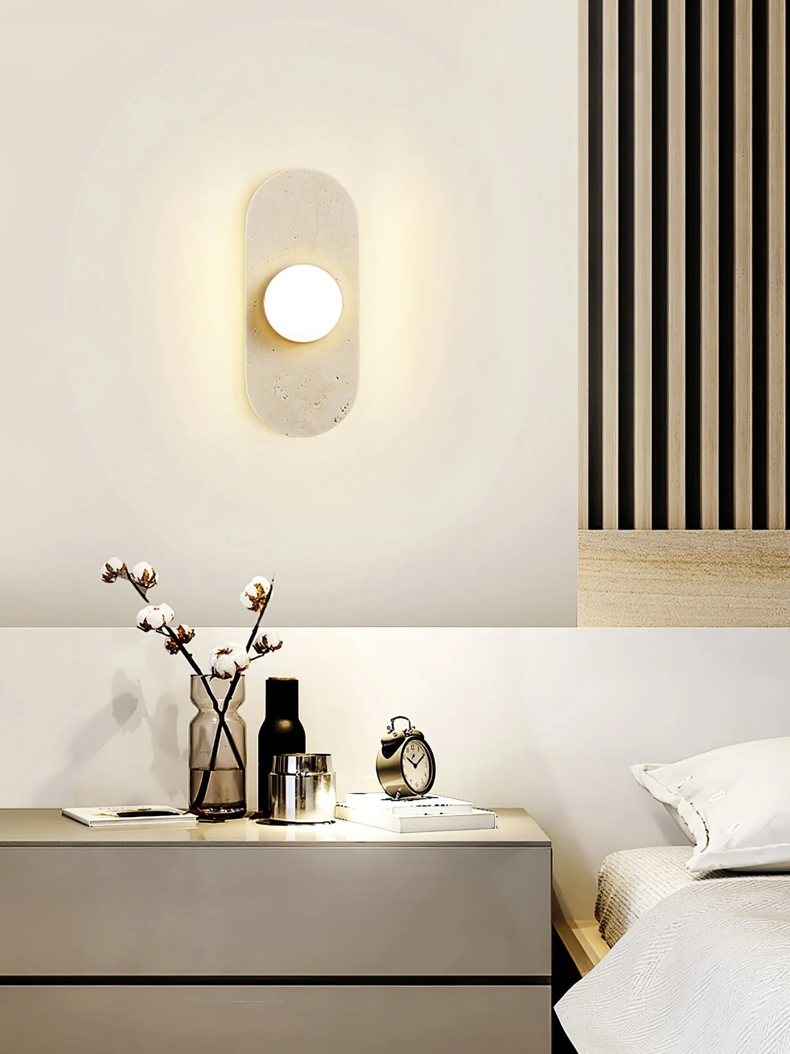 Rounded Travertine Wall Sconce - Image 10