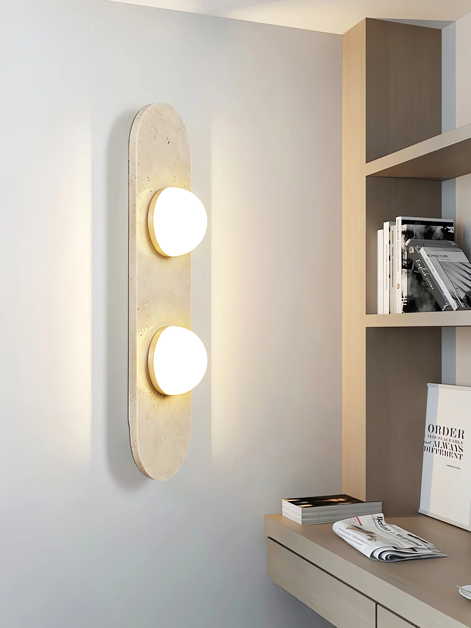 Rounded Travertine Wall Sconce - Image 11