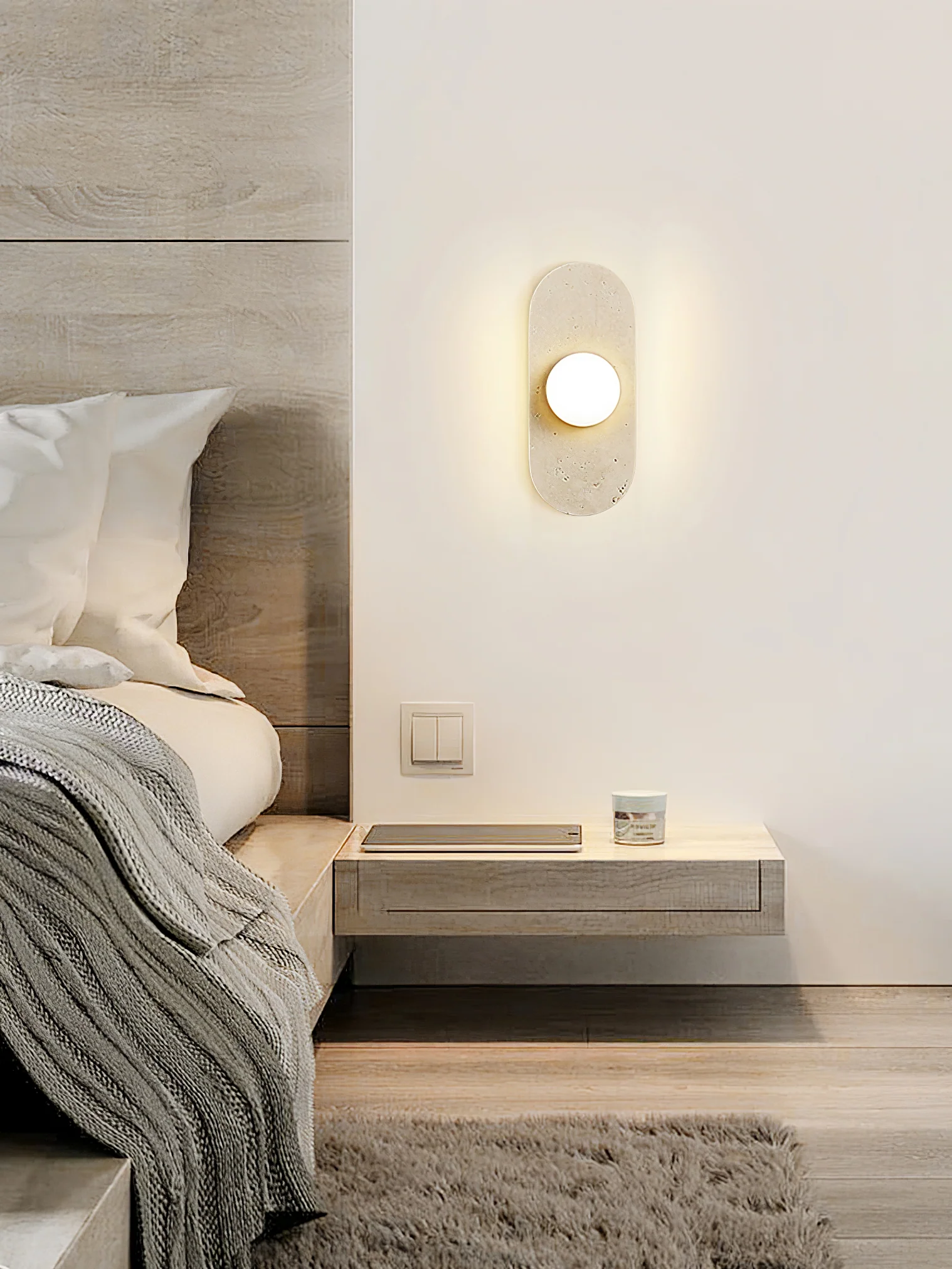 Rounded Travertine Wall Sconce - Image 16