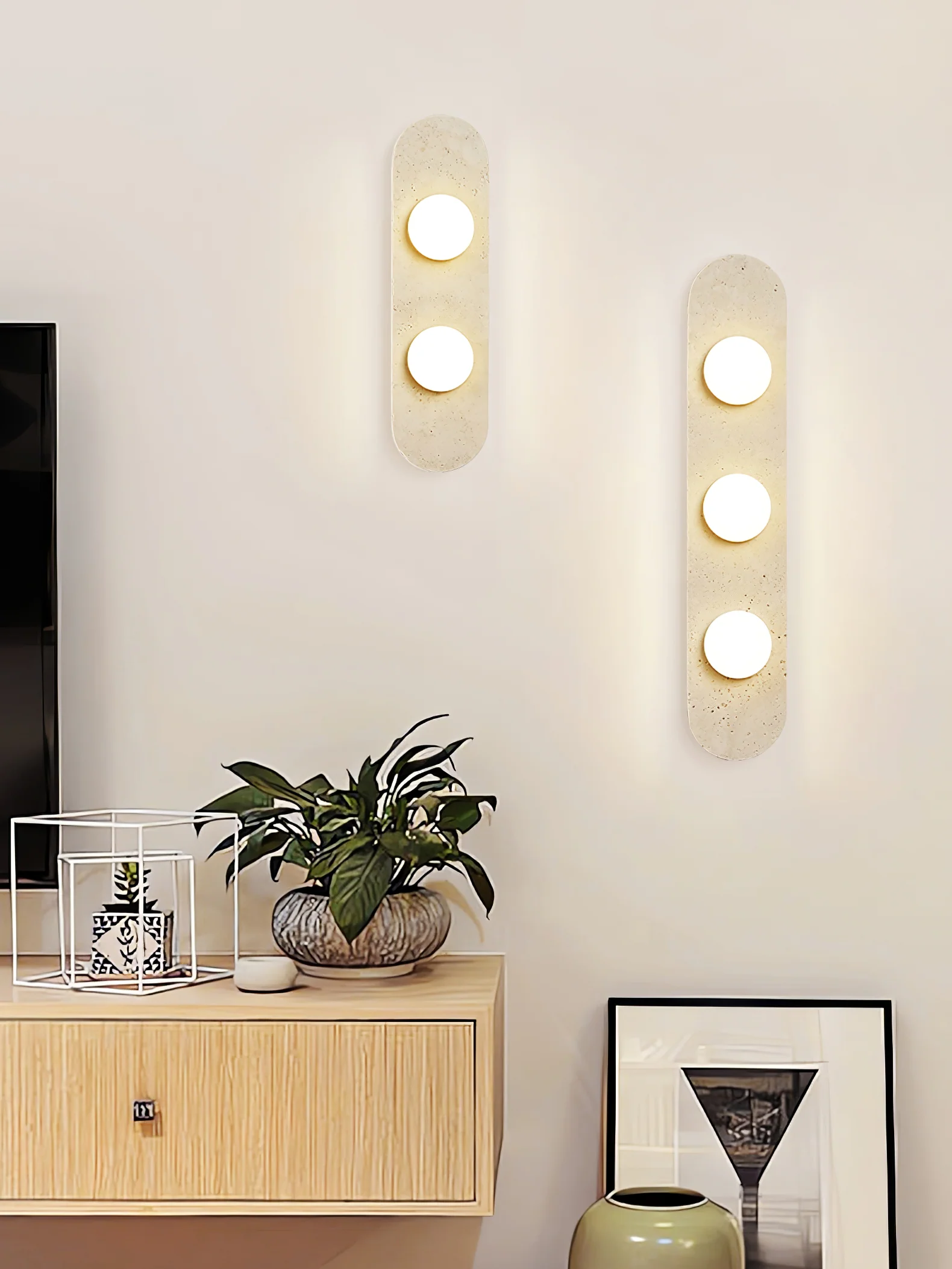 Rounded Travertine Wall Sconce - Image 5