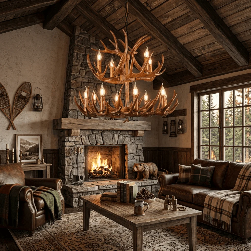 Rustic Antler Lodge Chandelier - Image 2