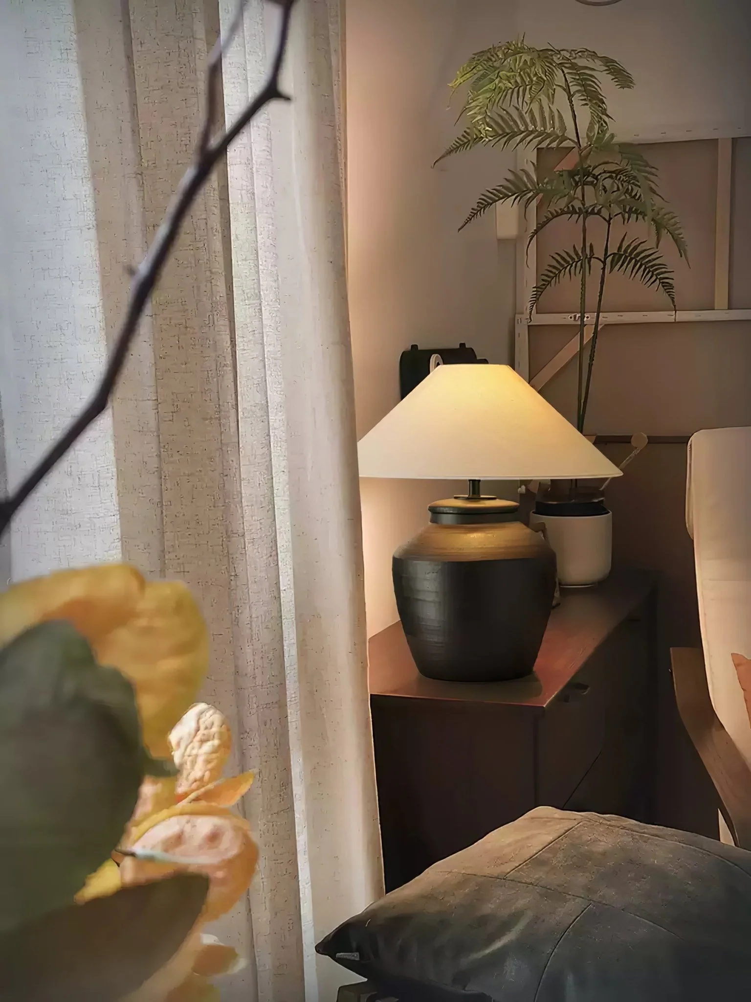 Rustic Black Ceramic Table Lamp - Image 13