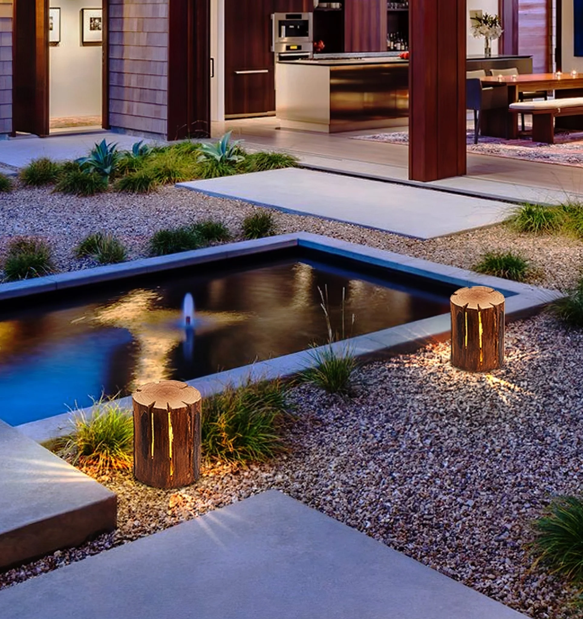 Rustic Log Outdoor LED Light - Image 4