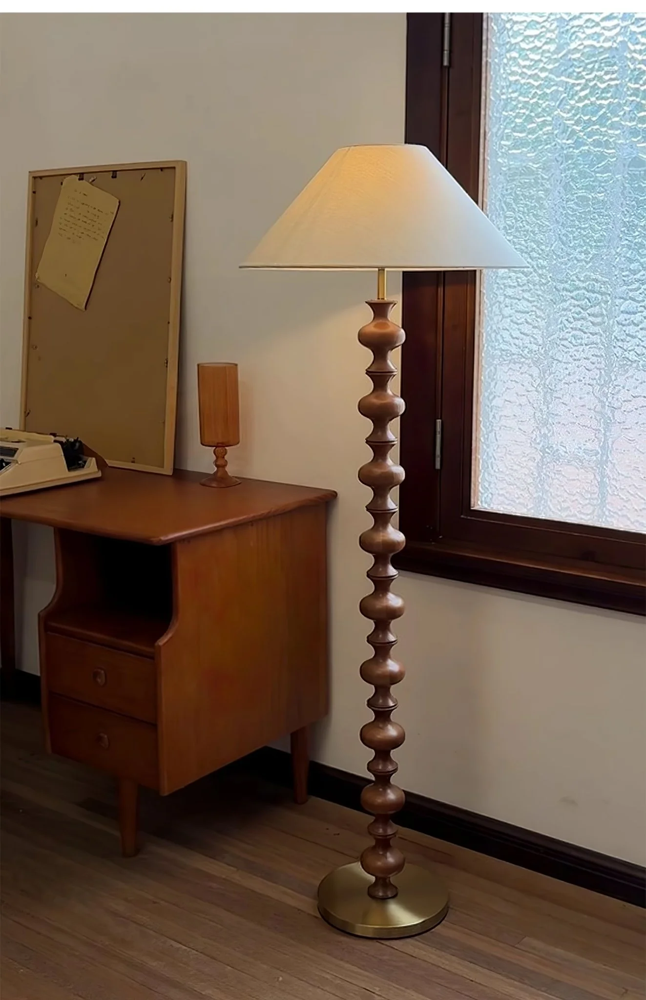 Sculpted Rhythm Wood Floor Lamp - Image 4