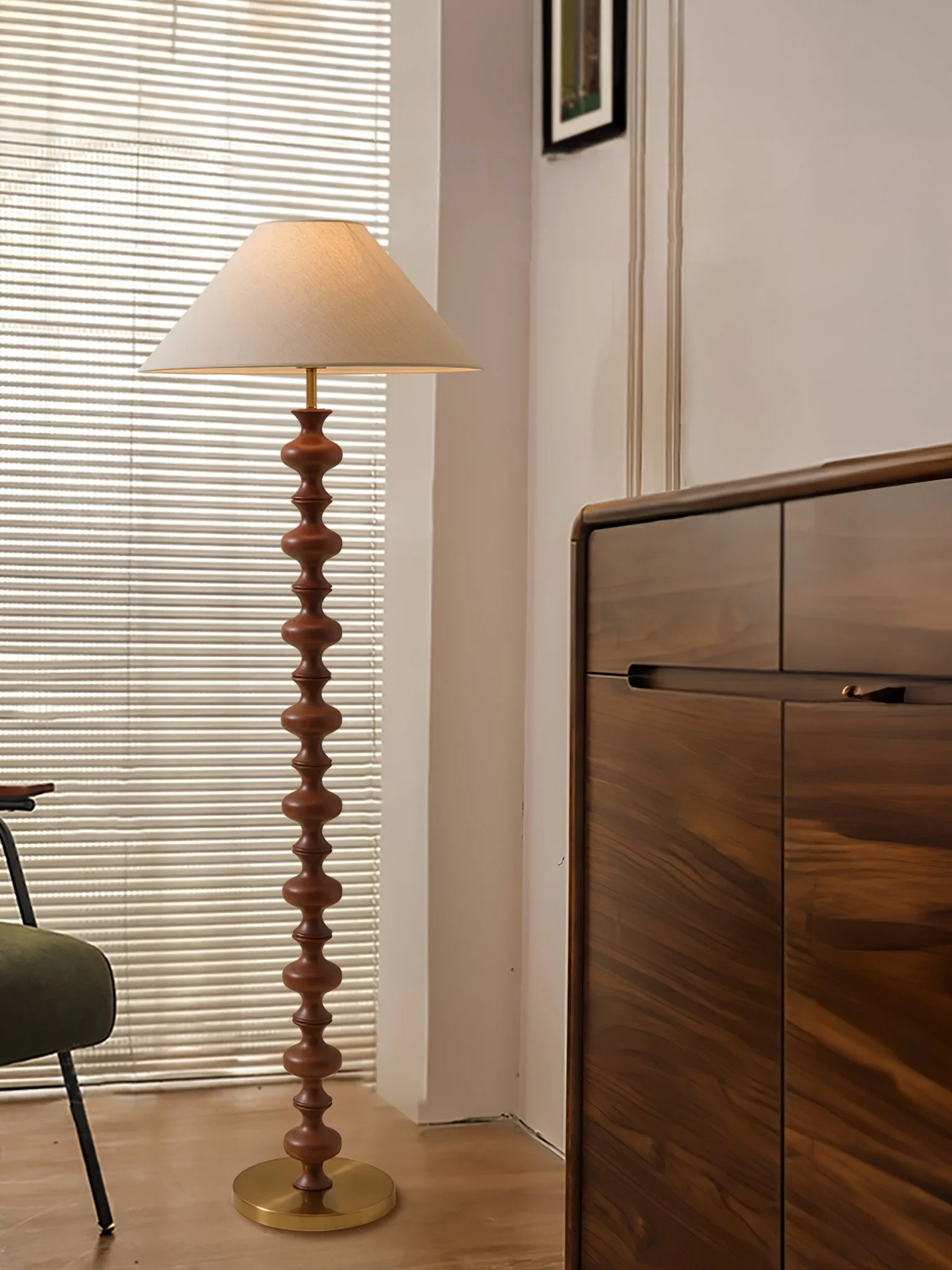 Sculpted Rhythm Wood Floor Lamp - Image 5