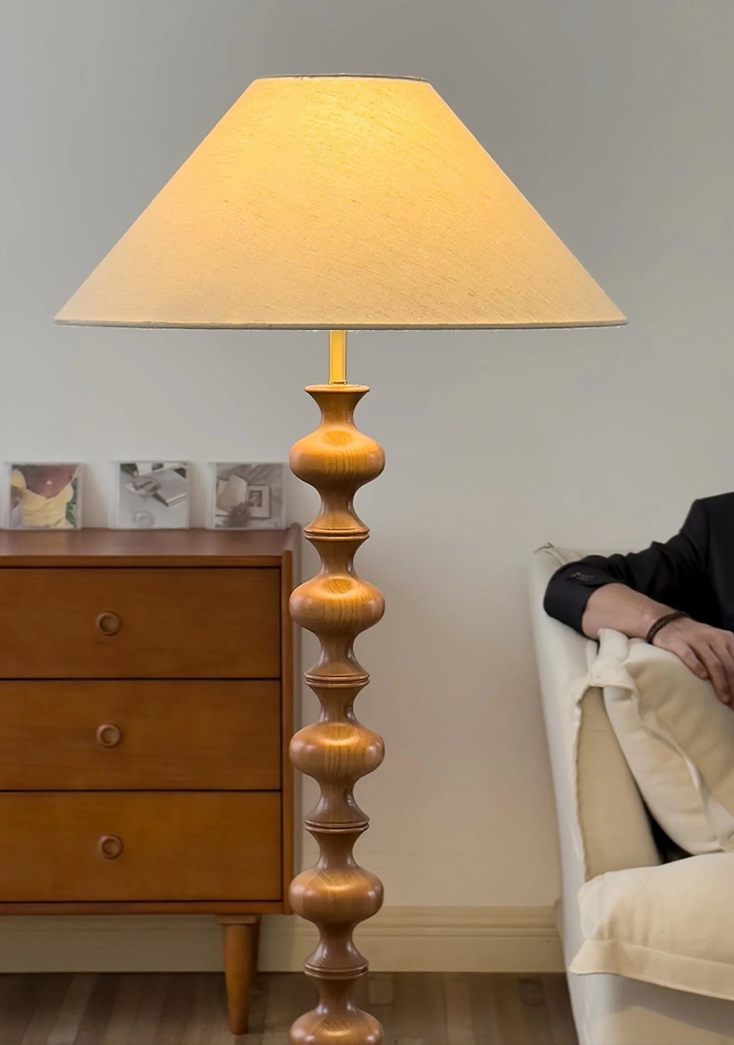 Sculpted Rhythm Wood Floor Lamp - Image 6