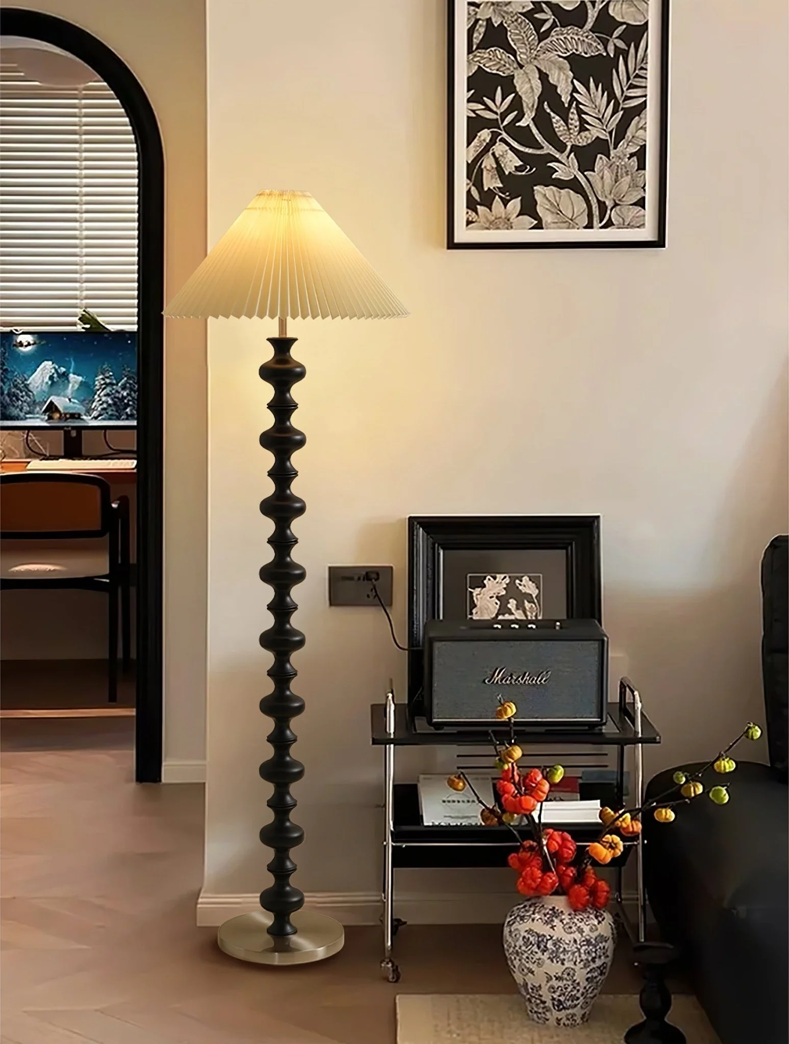 Sculpted Rhythm Wood Floor Lamp - Image 8