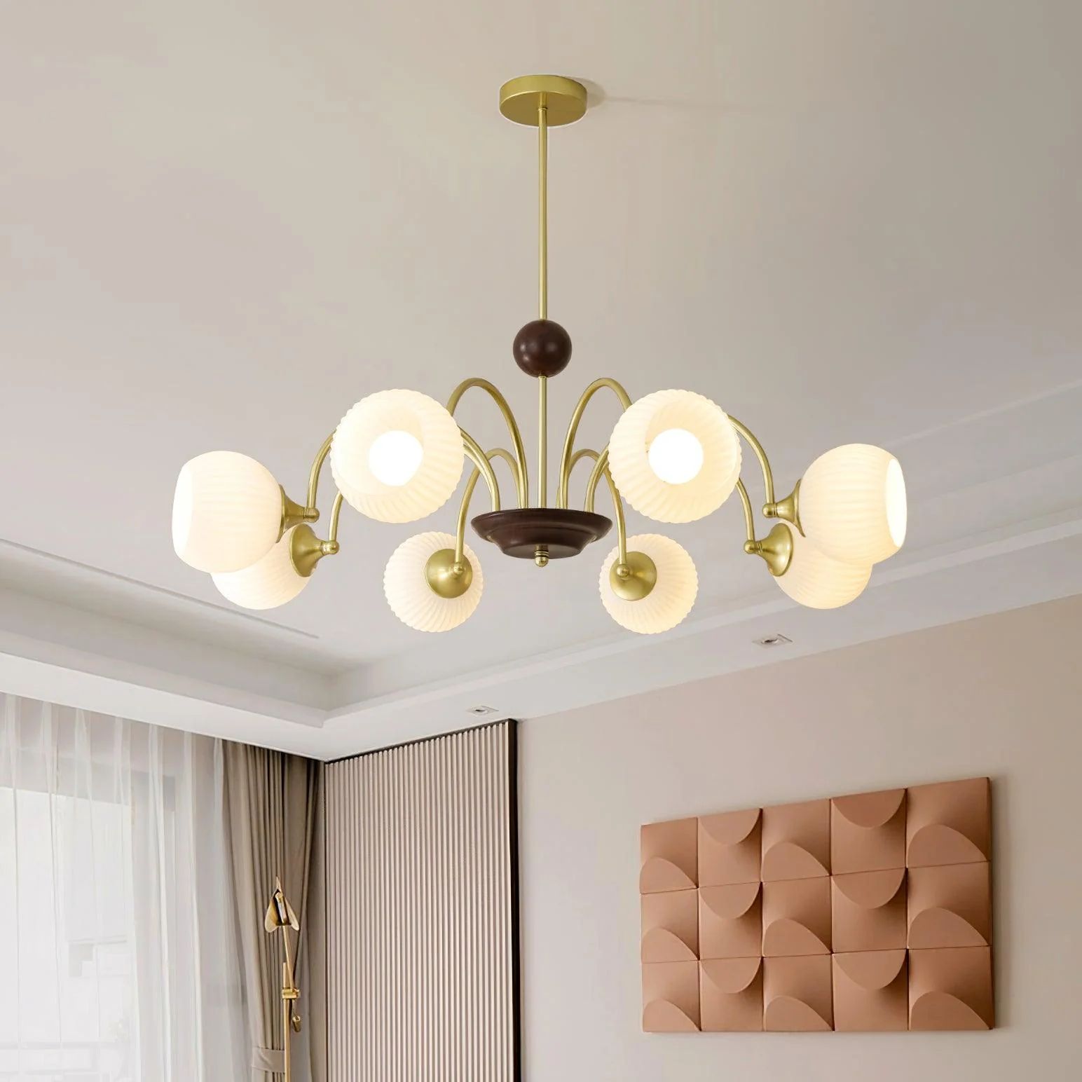 Sculptural Glass Ribbed Chandelier - Image 2