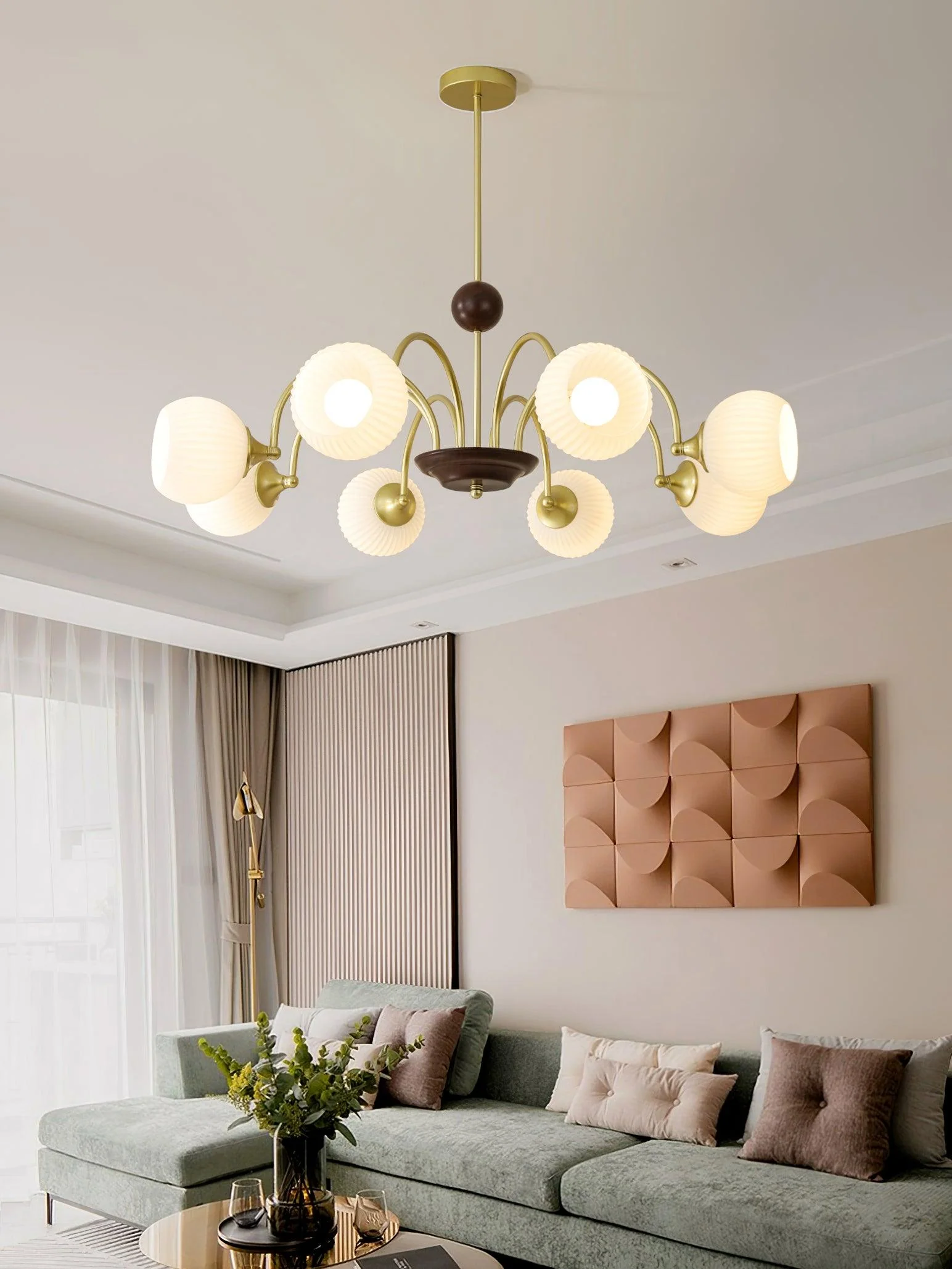 Sculptural Glass Ribbed Chandelier - Image 36