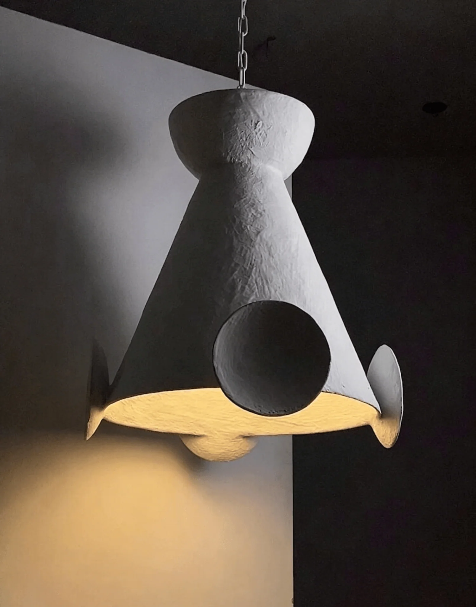 Sculptural Plaster Cone Pendant Lamp - Image 6