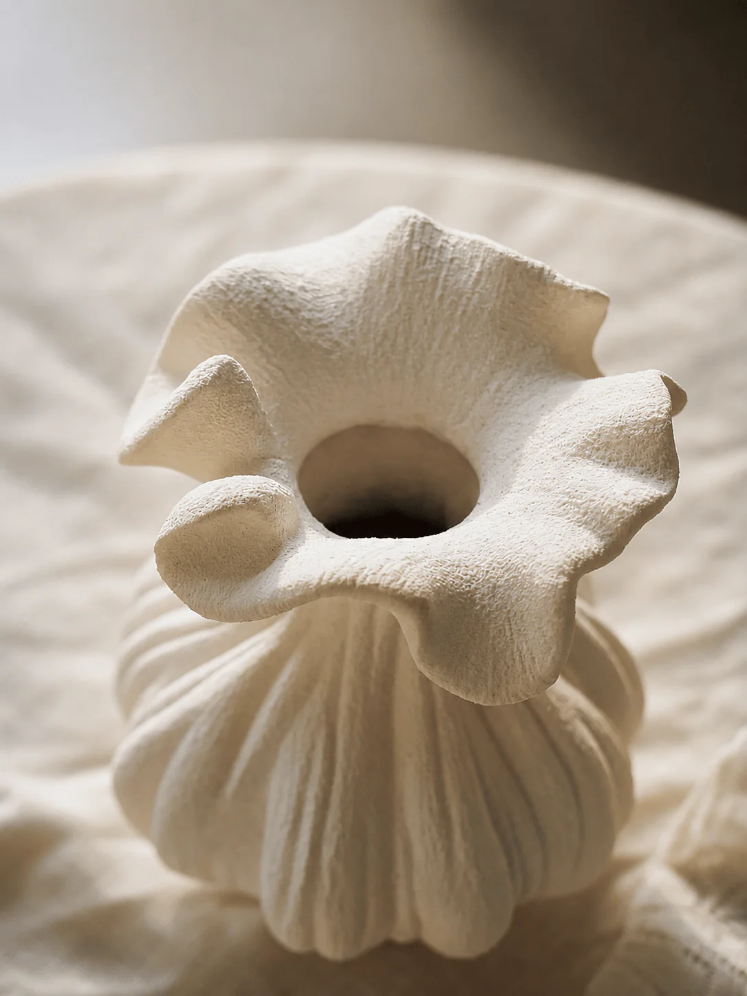 Sculptural Sand Texture Ivory Vase - Image 15