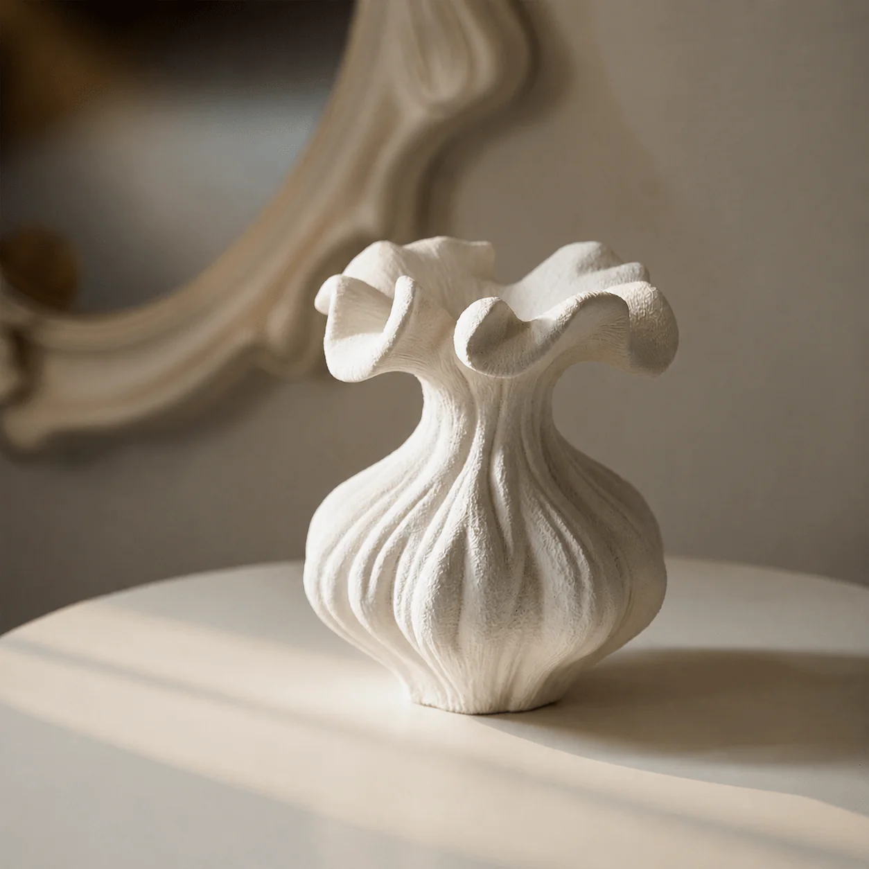 Sculptural Sand Texture Ivory Vase - Image 2