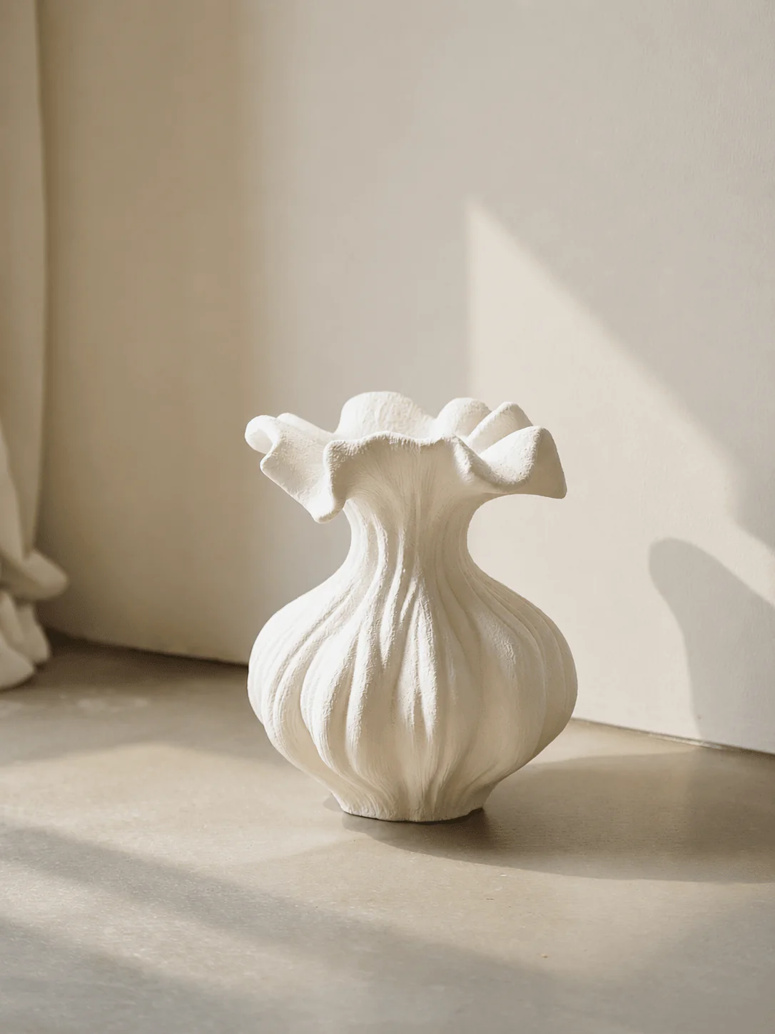 Sculptural Sand Texture Ivory Vase - Image 4