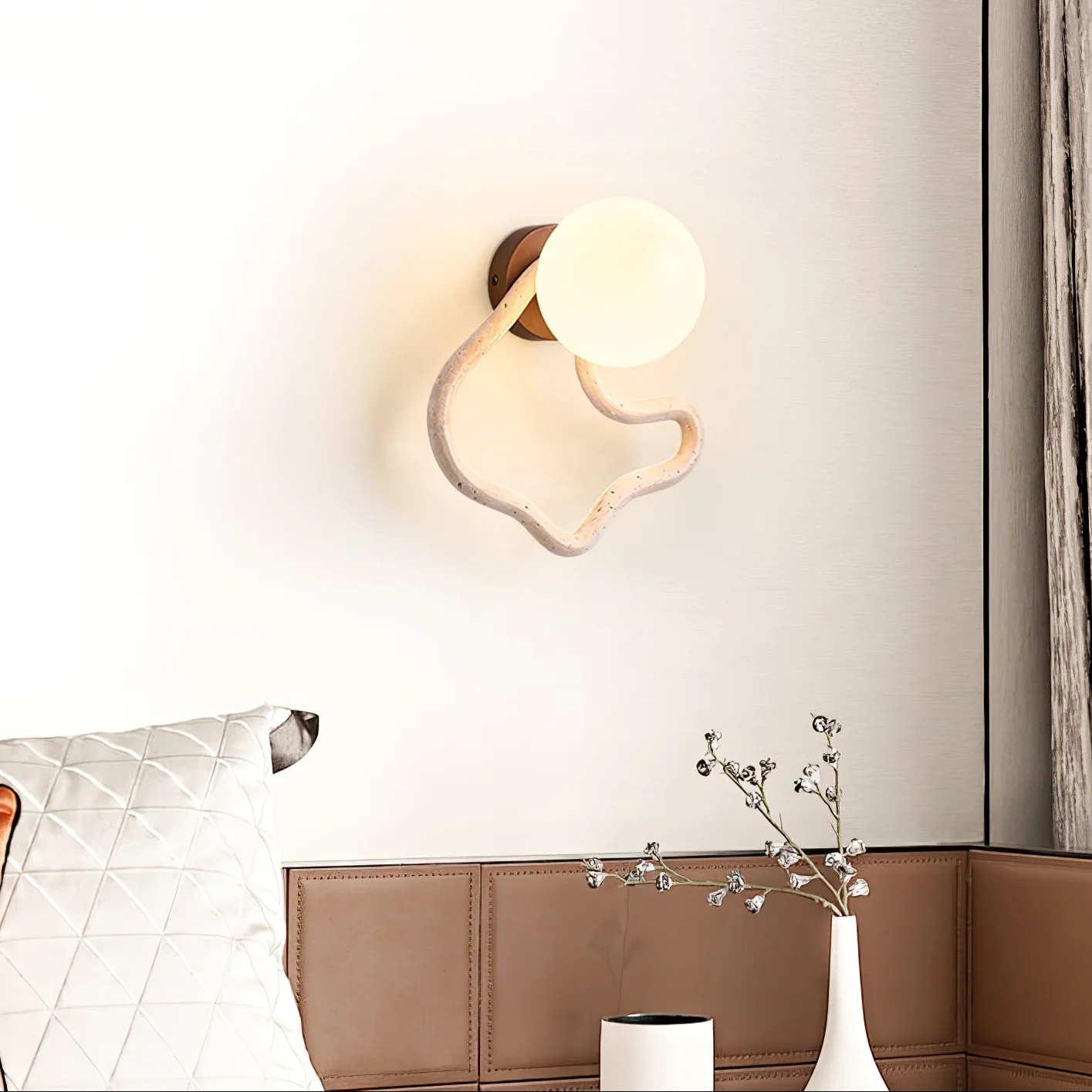 Serpentine Travertine Wall Sconce - Image 11