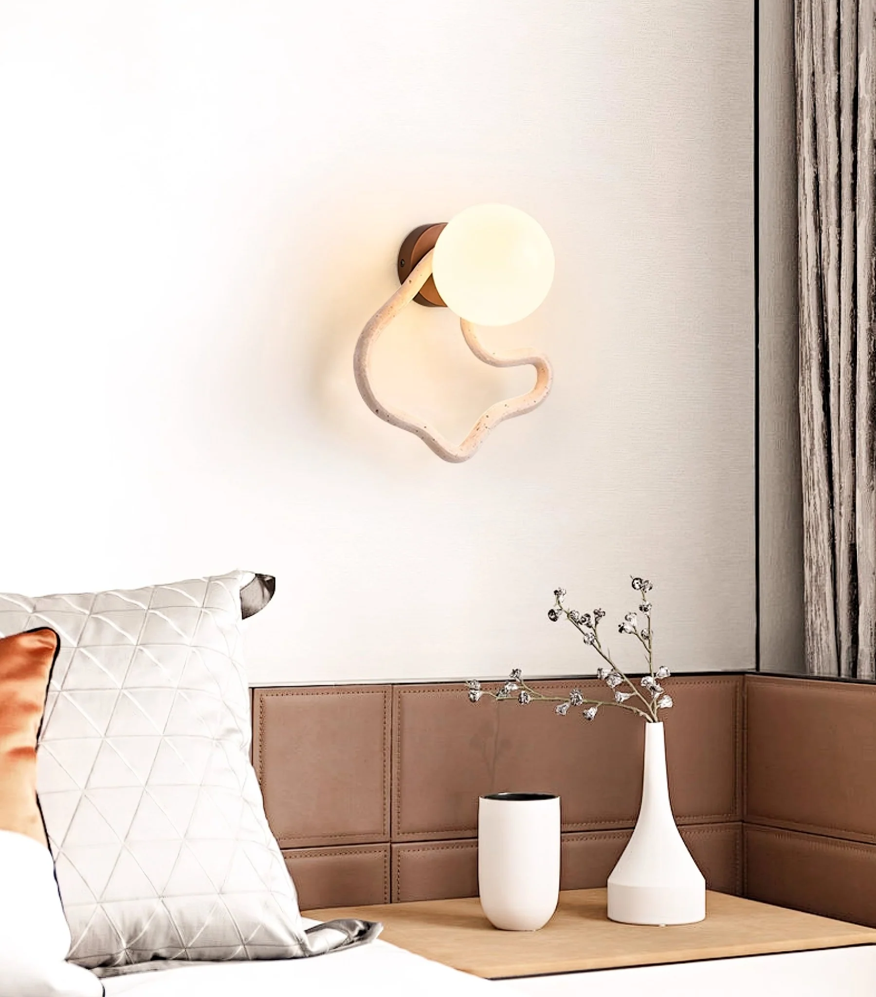 Serpentine Travertine Wall Sconce - Image 6