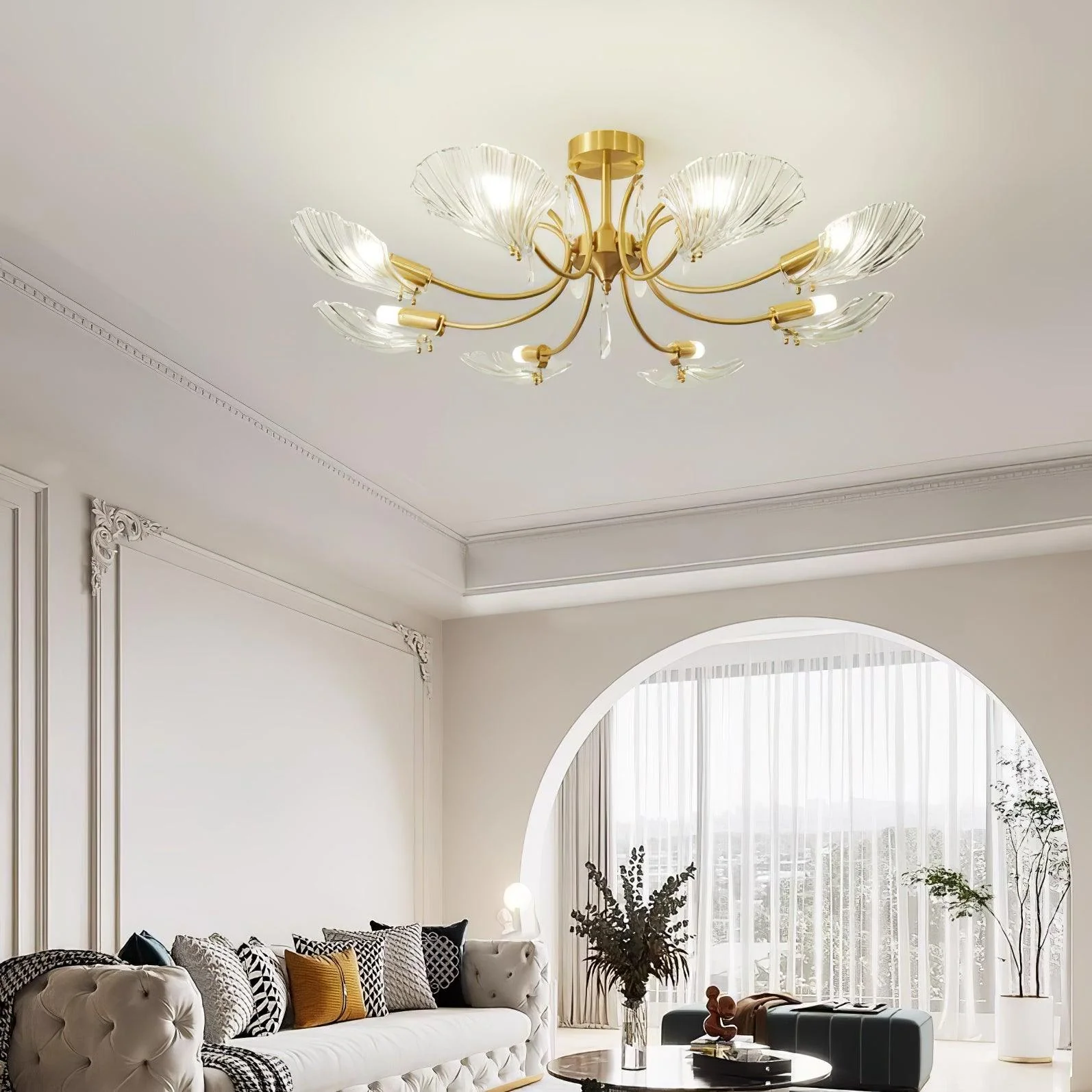 Shell Brass Ceiling Lamp - Image 4