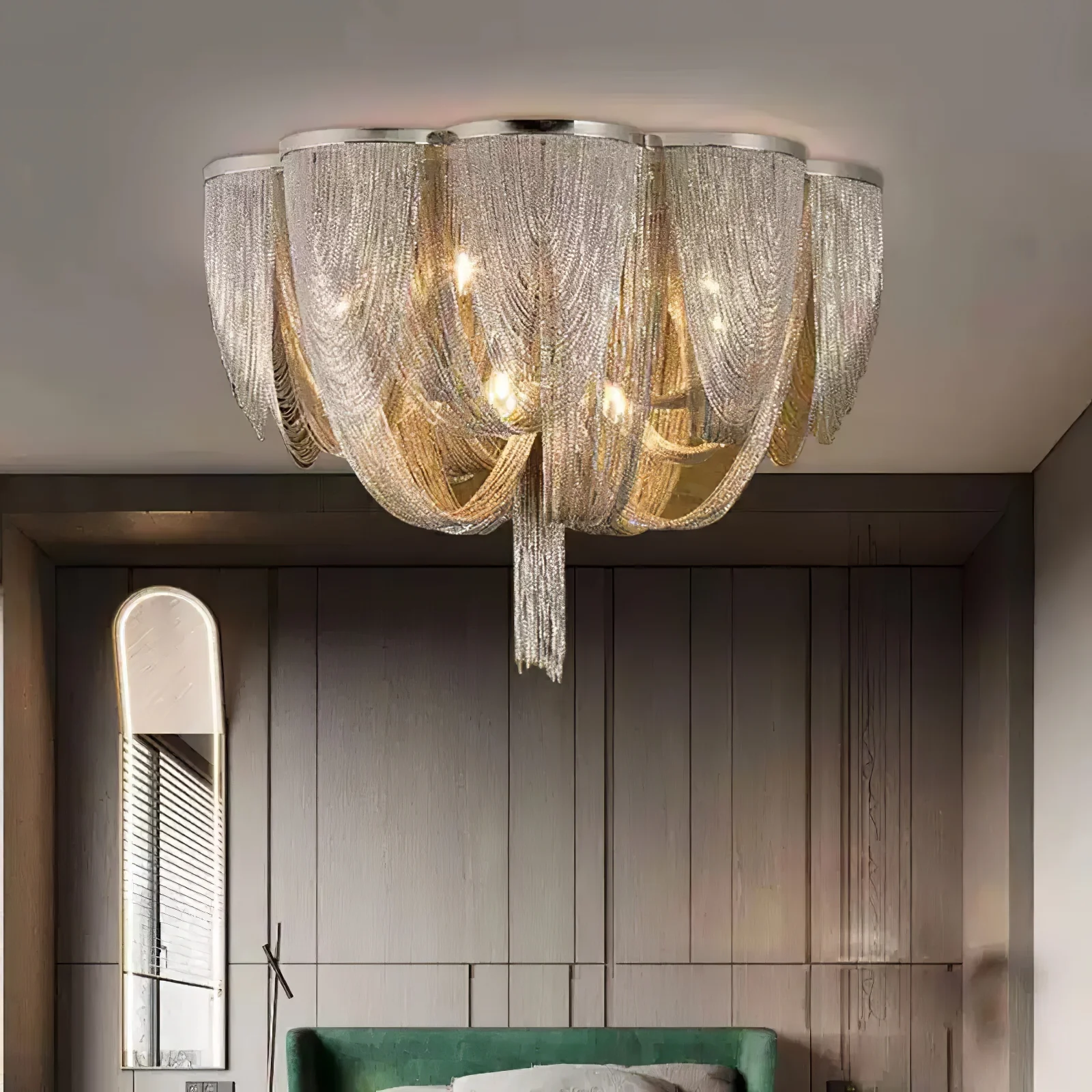 Silver Chain Tassel Ceiling Light - Image 2