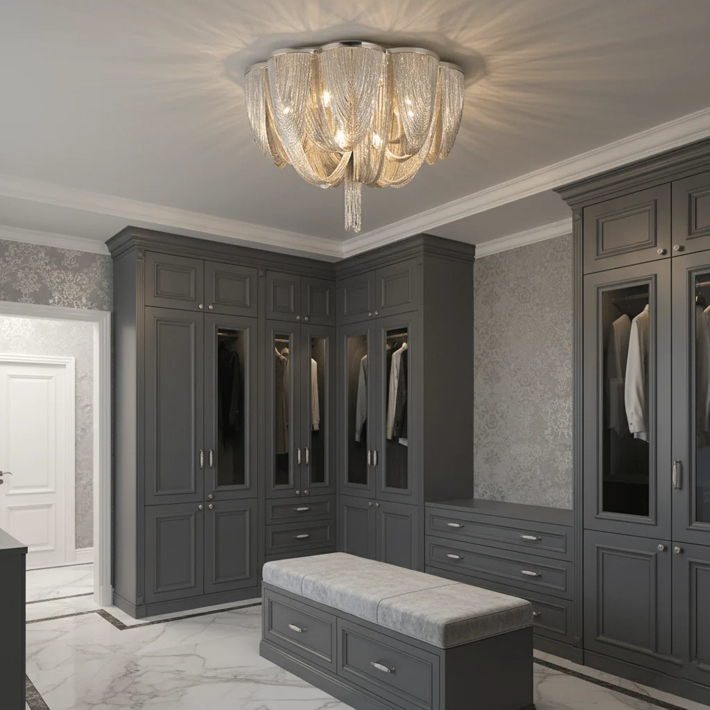 Silver Chain Tassel Ceiling Light - Image 3