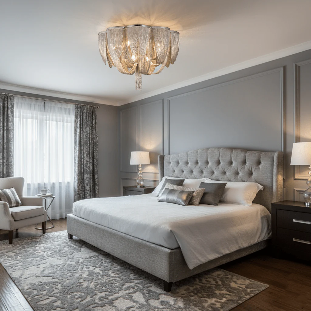 Silver Chain Tassel Ceiling Light - Image 4