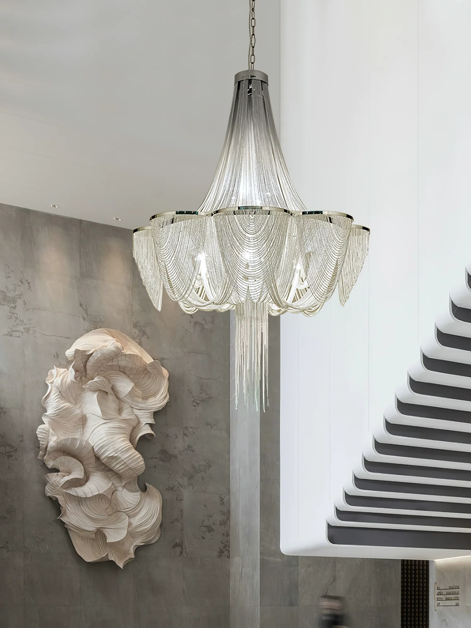 Silver Chain Tassel Chandelier - Image 5