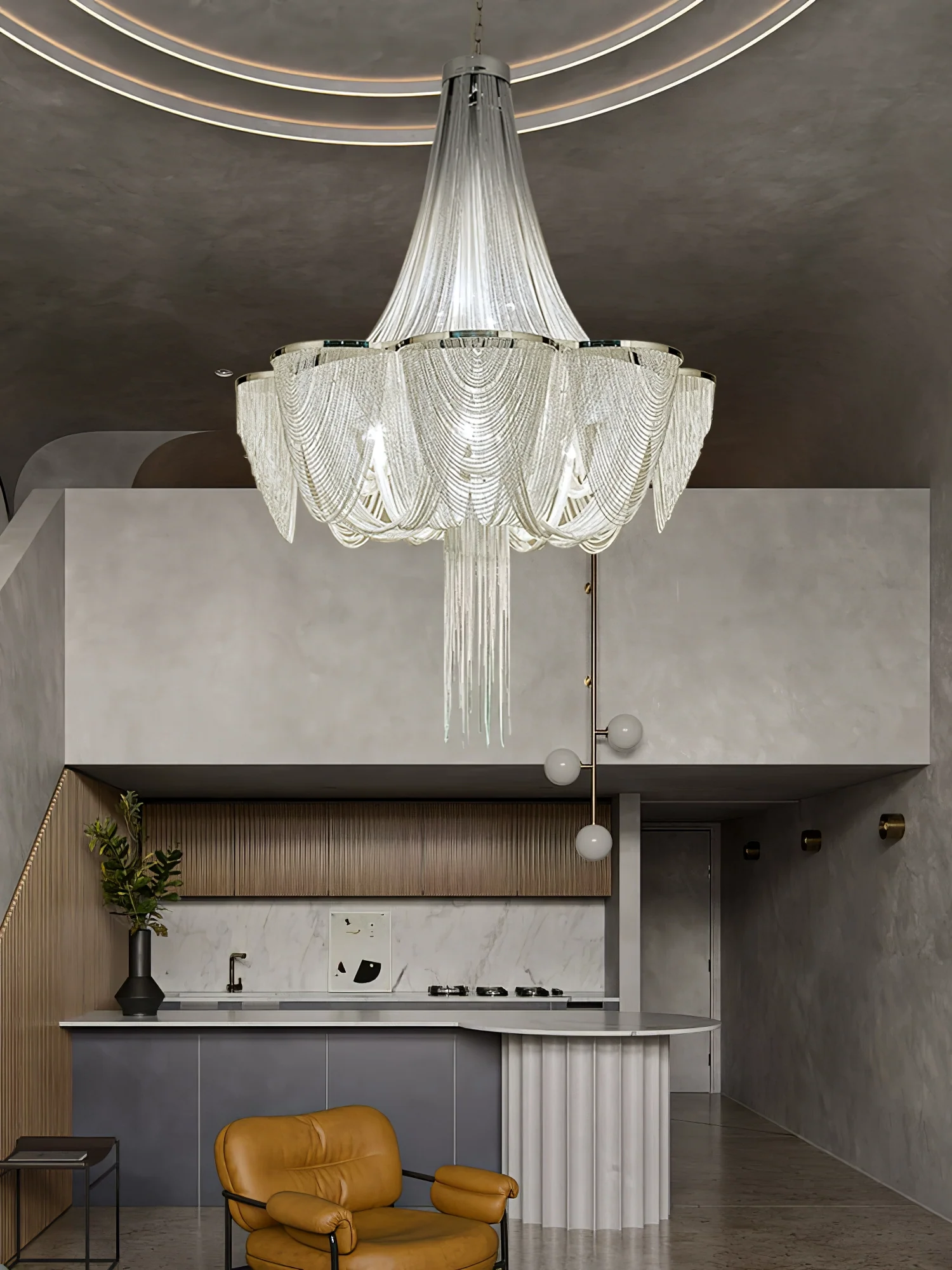 Silver Chain Tassel Chandelier - Image 6