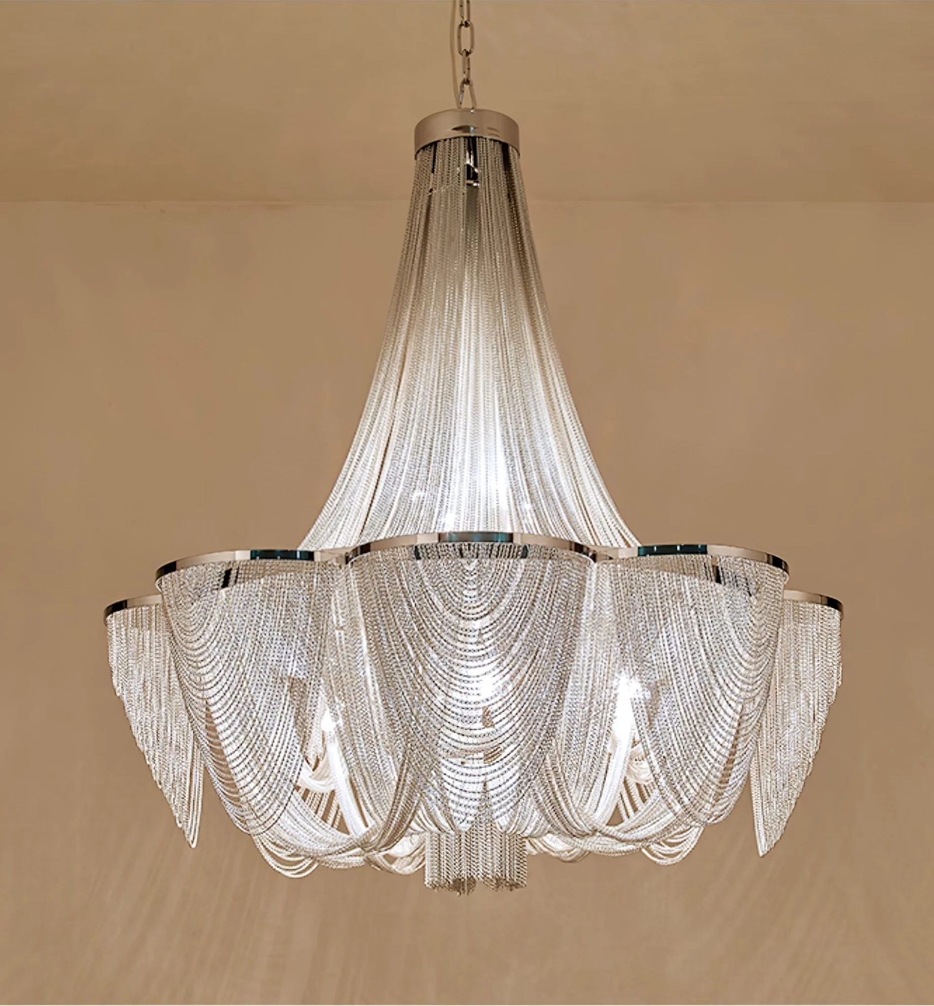 Silver Chain Tassel Chandelier - Image 9