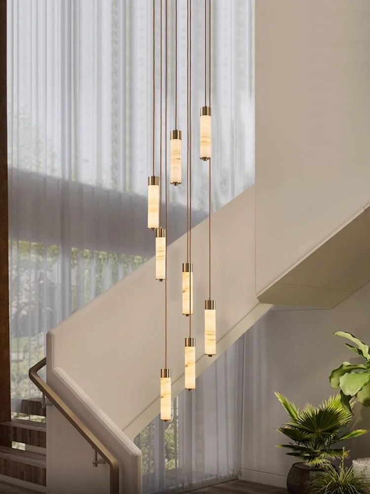Slender Alabaster Column Chandelier - Image 16