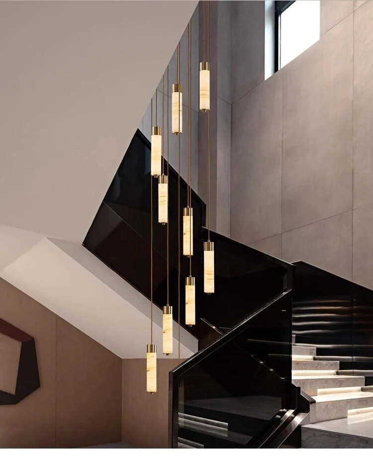 Slender Alabaster Column Chandelier - Image 18