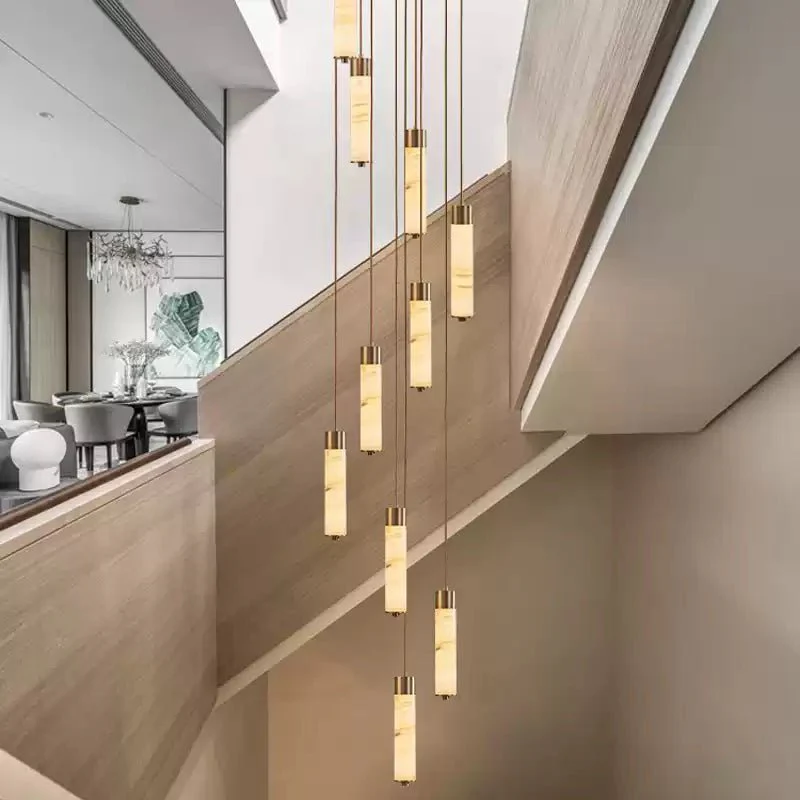 Slender Alabaster Column Chandelier - Image 2