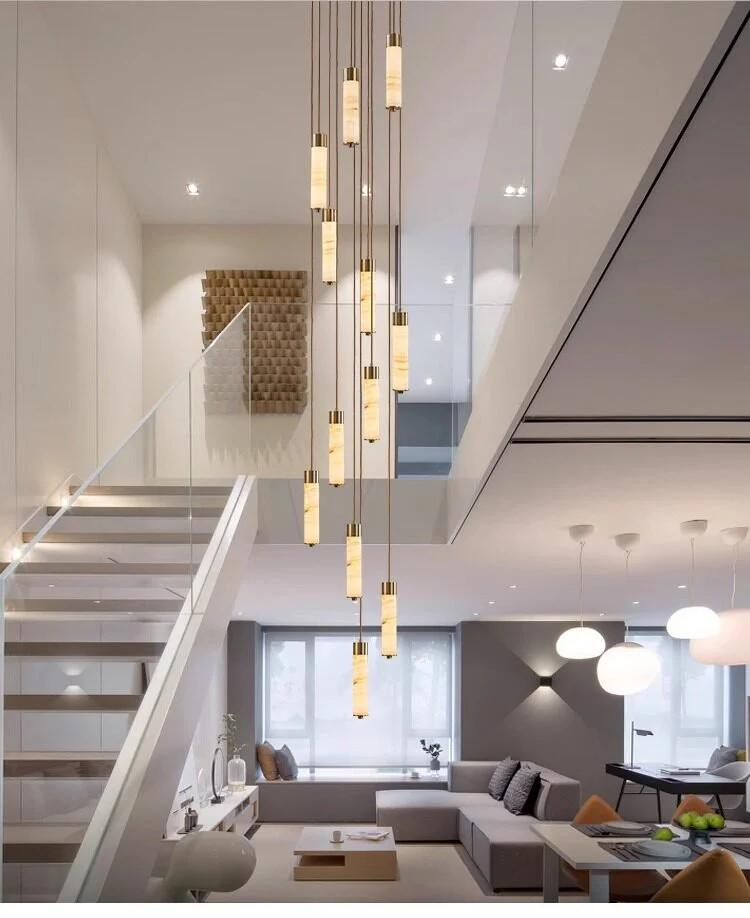 Slender Alabaster Column Chandelier - Image 20