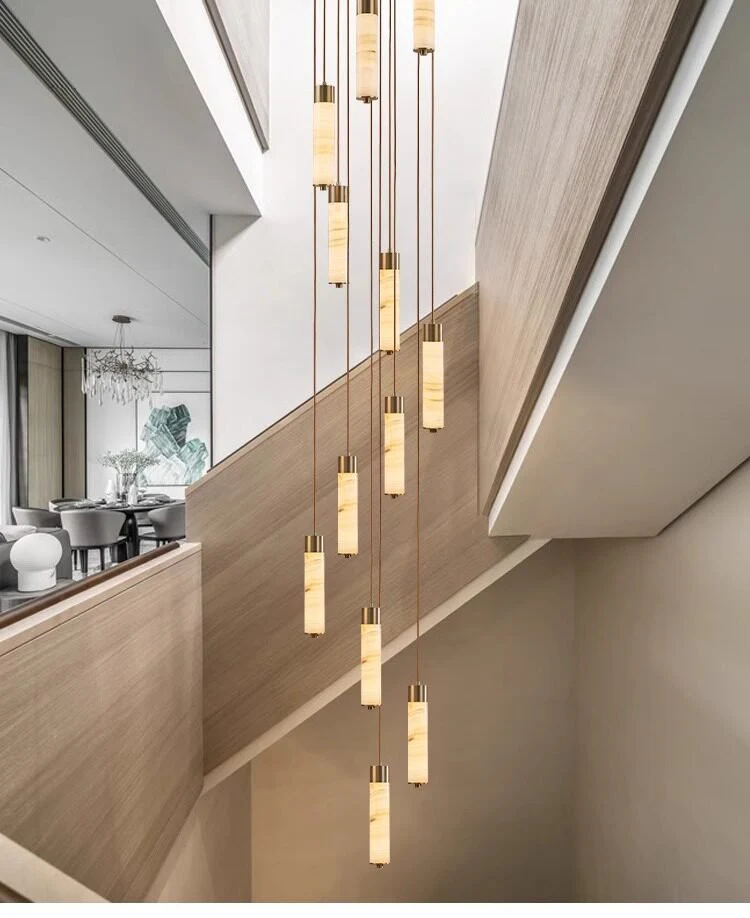 Slender Alabaster Column Chandelier - Image 21