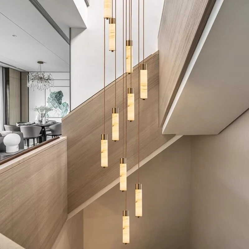 Slender Alabaster Column Chandelier - Image 23