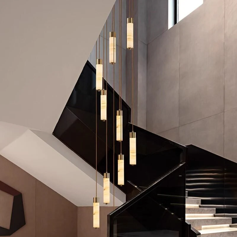 Slender Alabaster Column Chandelier - Image 3