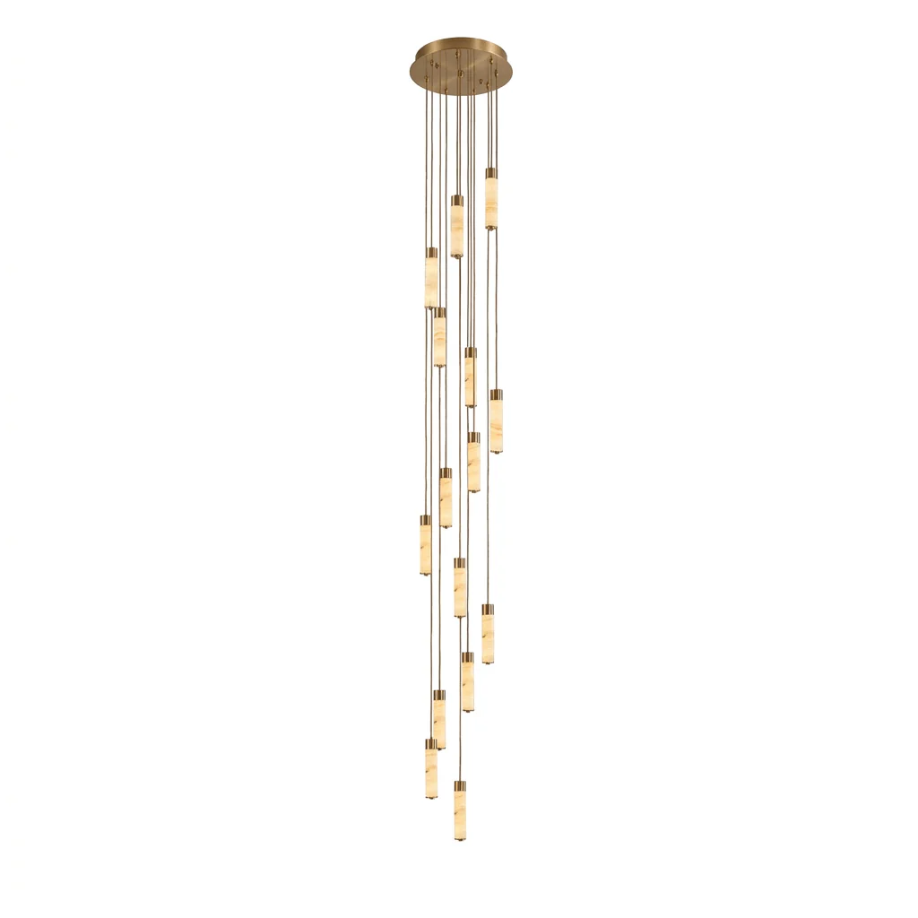 Slender Alabaster Column Chandelier - Image 5
