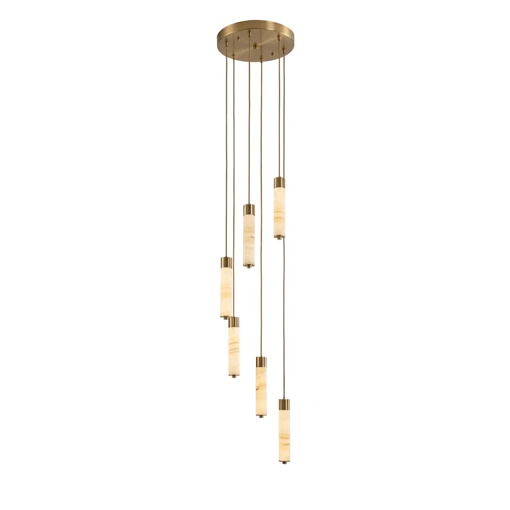 Slender Alabaster Column Chandelier - Image 8