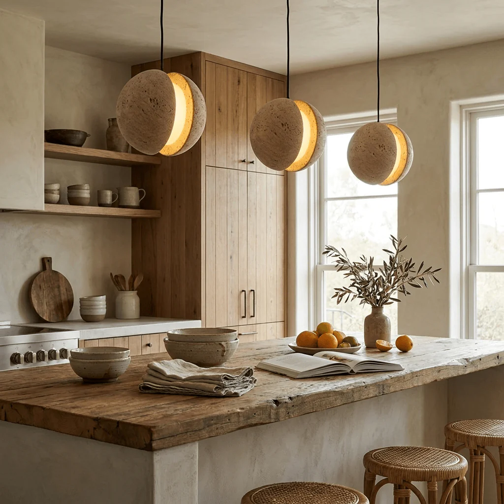 Sliced Travertine Globe Pendant Lamp - Image 4