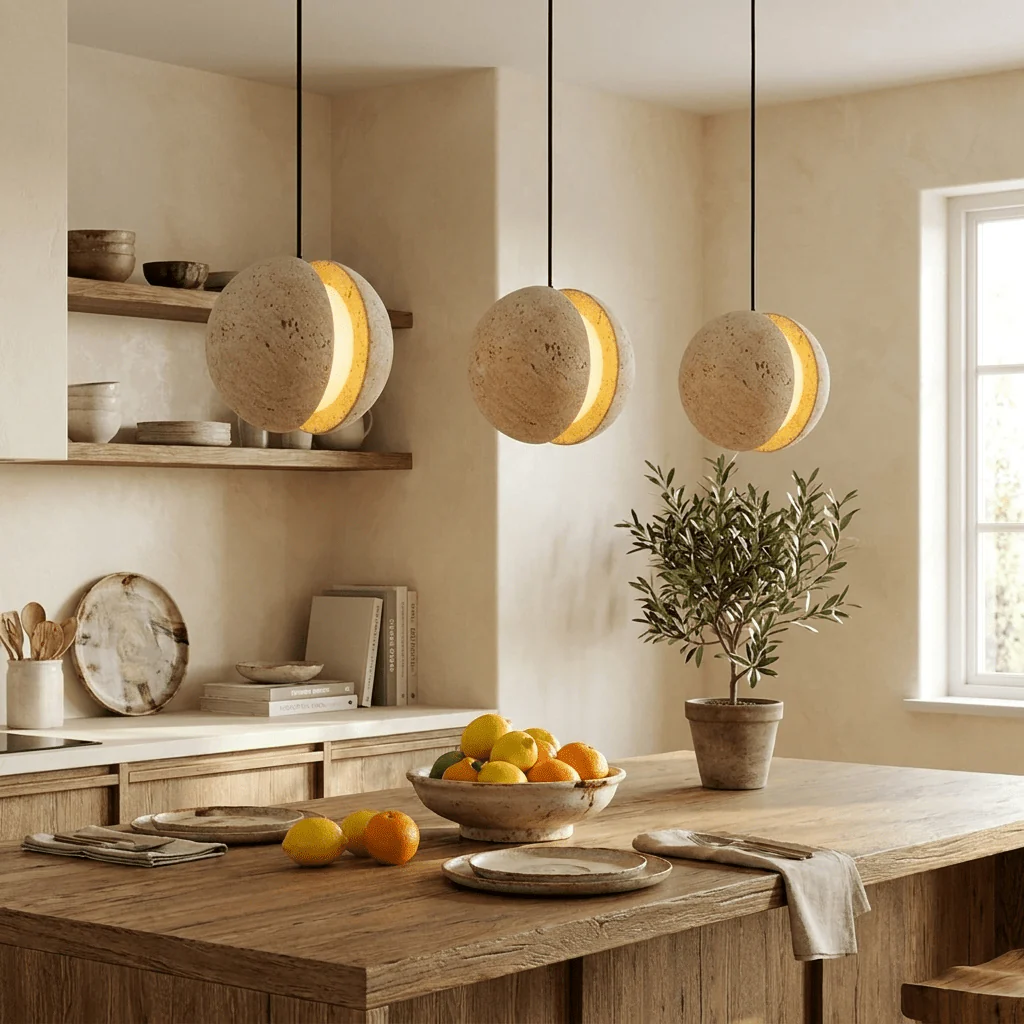 Sliced Travertine Globe Pendant Lamp - Image 5