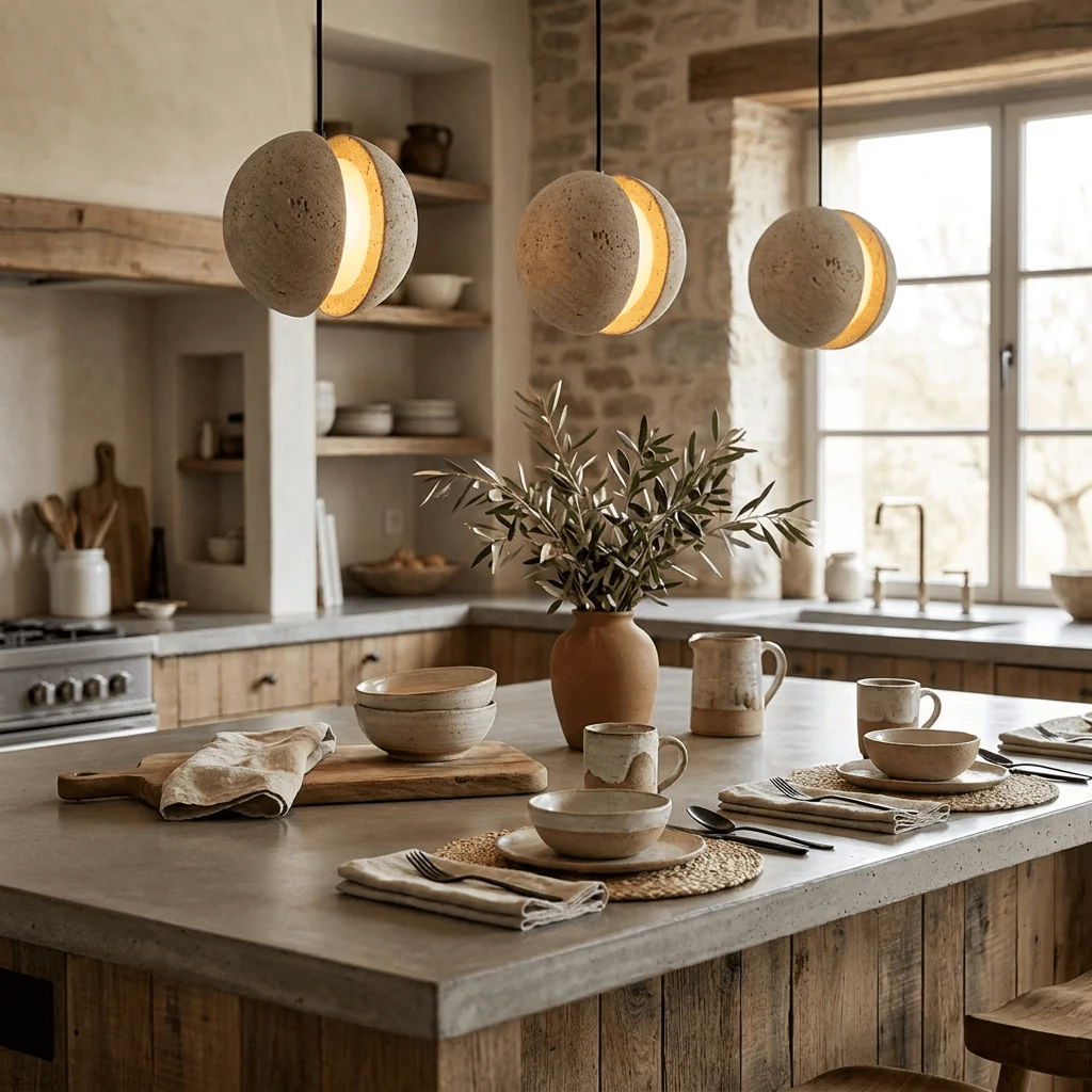 Sliced Travertine Globe Pendant Lamp - Image 7