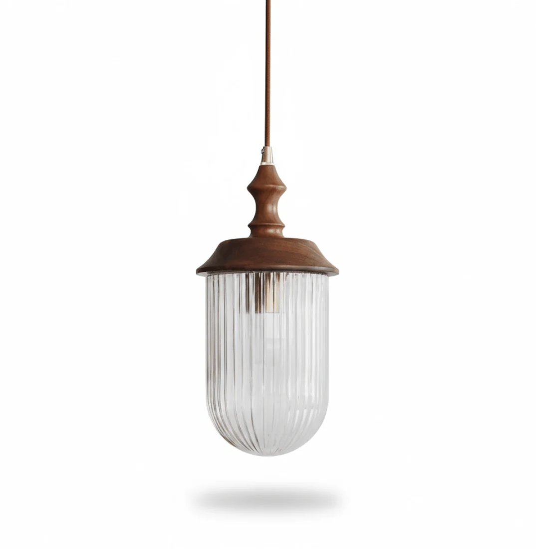Solas Ribbed Glass Pendant Lamp - Image 9