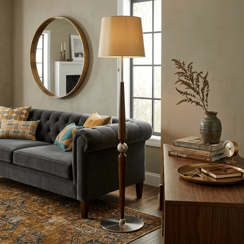 Solenne Sculpted Wood Floor Lamp - Image 4