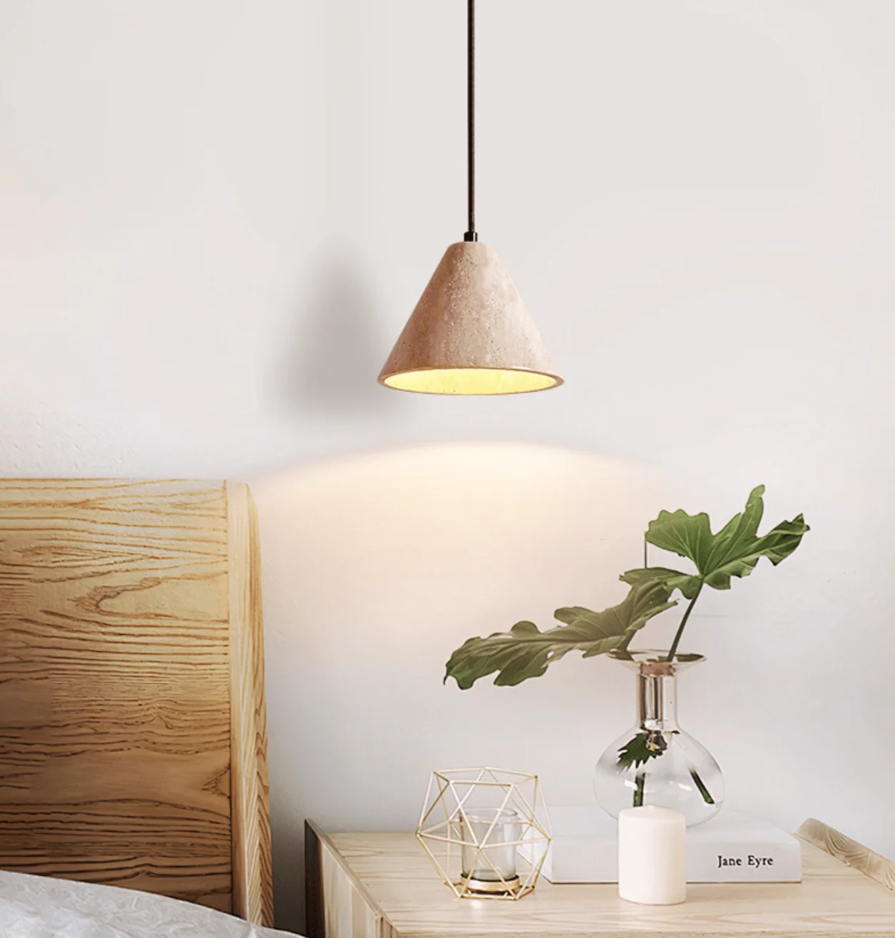 Solis Cone Travertine Pendant Lamp - Image 3