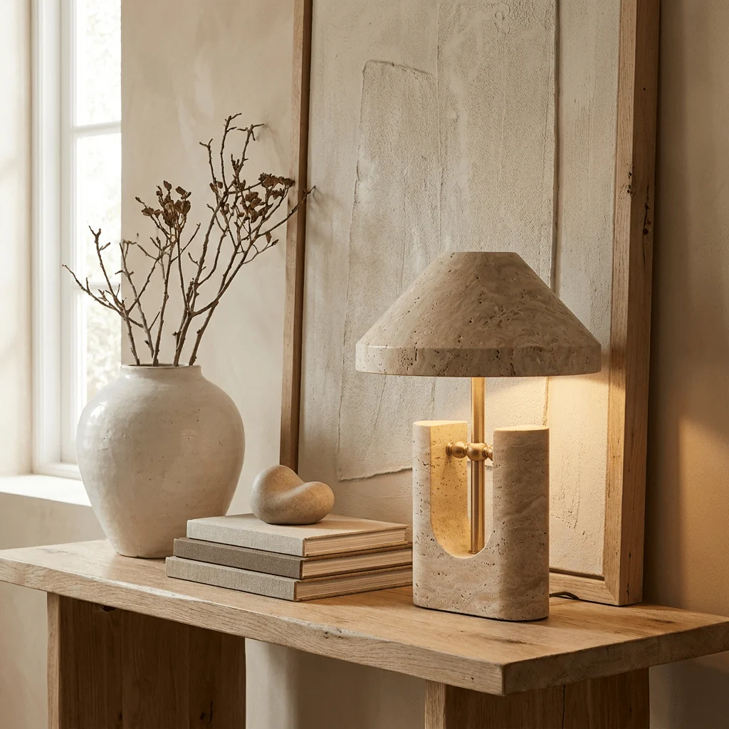 Solvra Yellow Travertine Table Lamp - Image 7