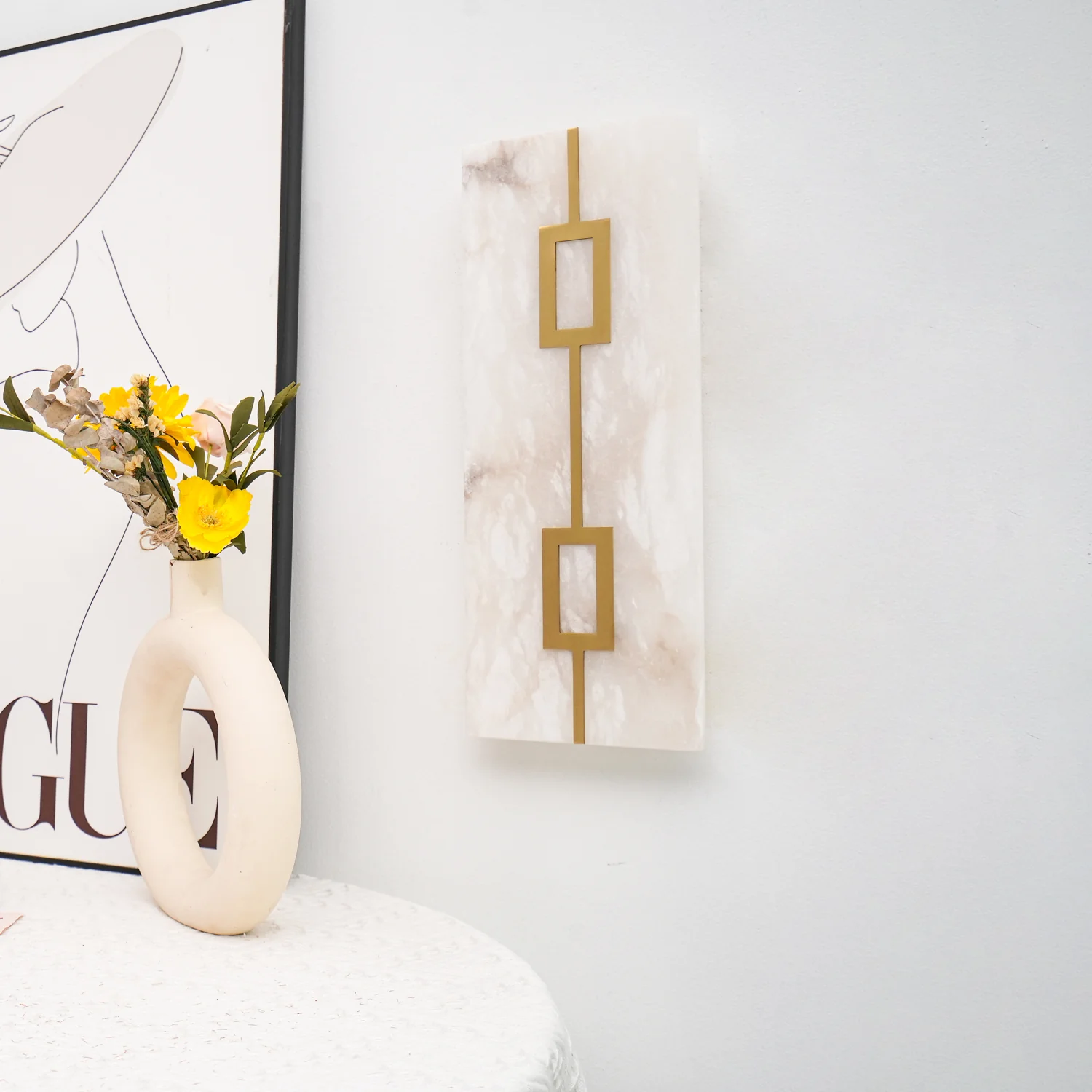 Square Alabaster Wall Lamp - Image 4