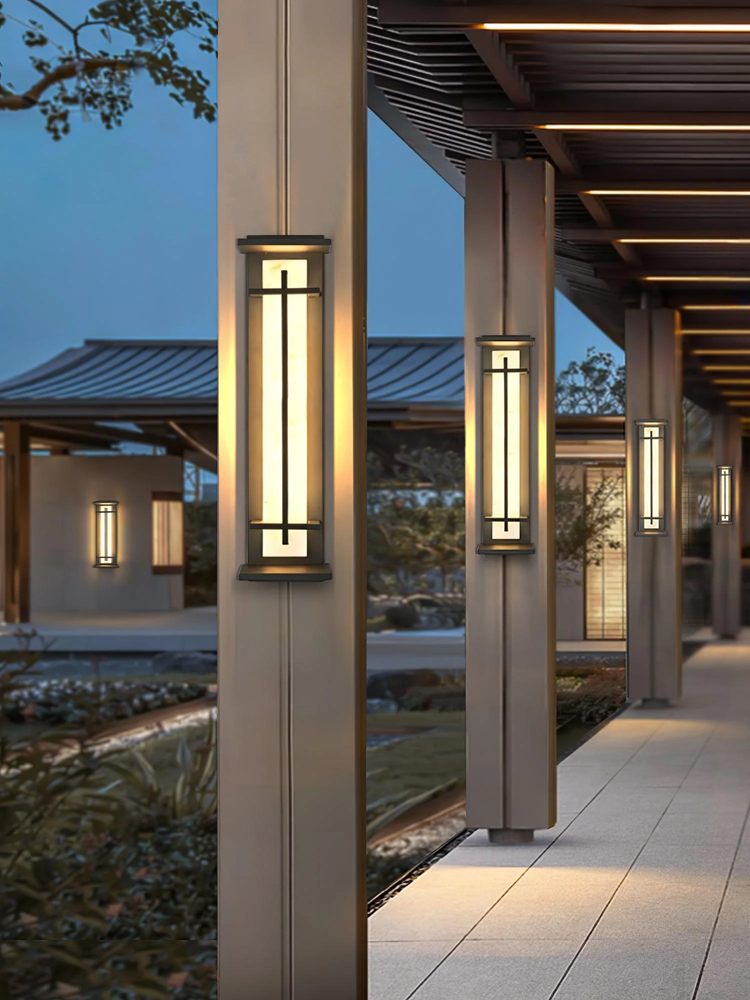 Square Outdoor Alabaster Wall Light - Image 11