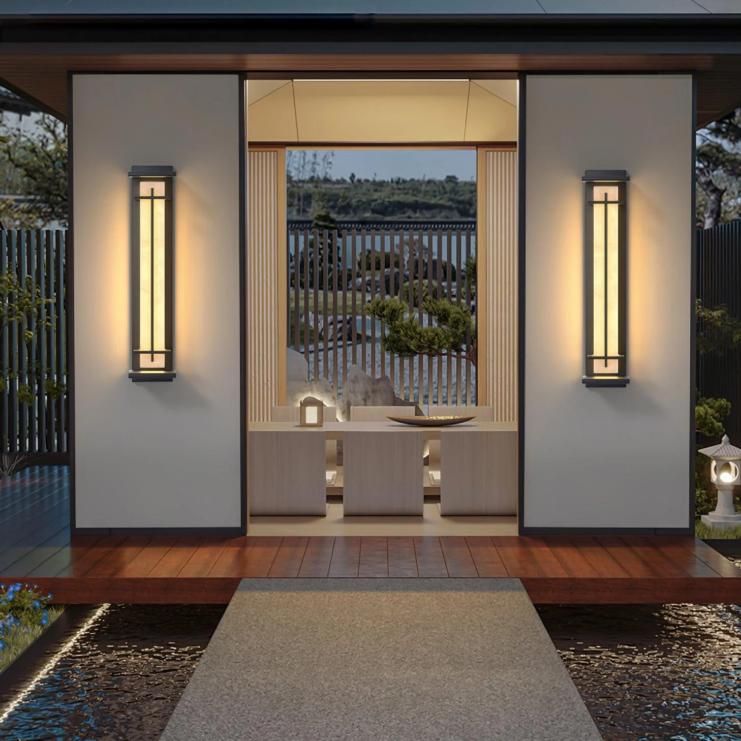 Square Outdoor Alabaster Wall Light - Image 7