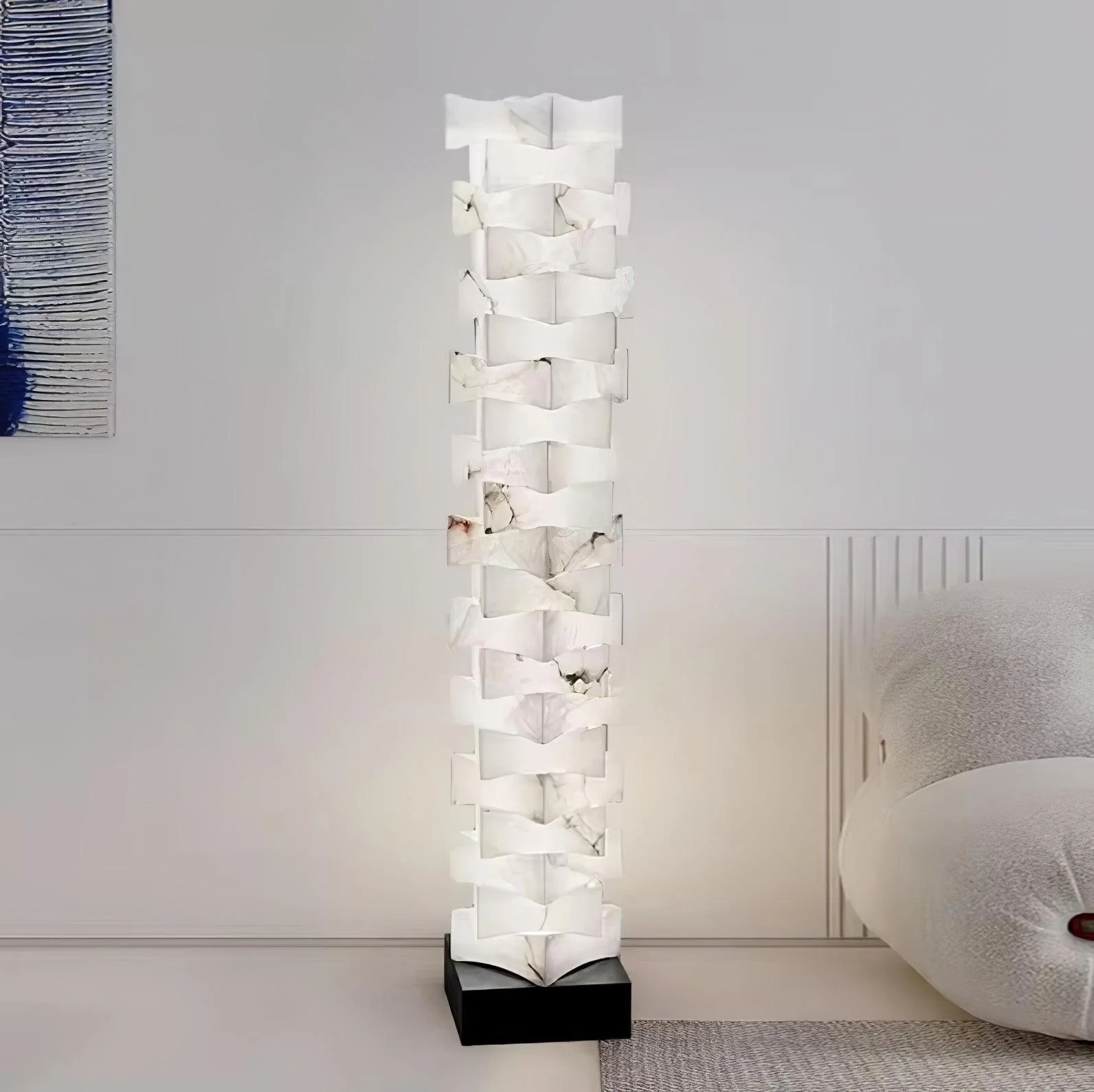 Stacked Alabaster Squares Floor Lamp - Image 13