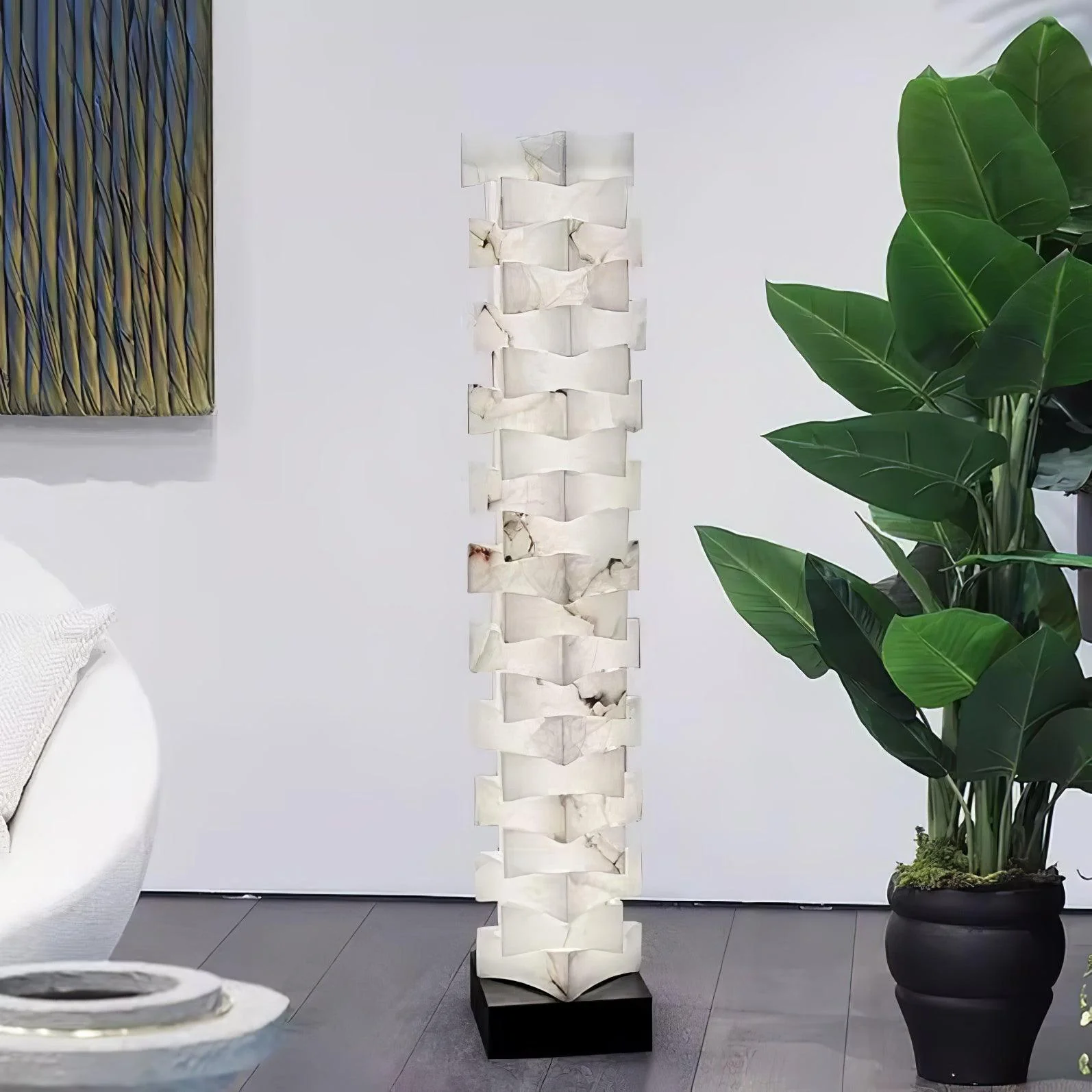 Stacked Alabaster Squares Floor Lamp - Image 15