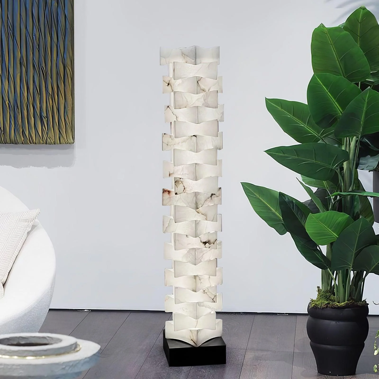 Stacked Alabaster Squares Floor Lamp - Image 18
