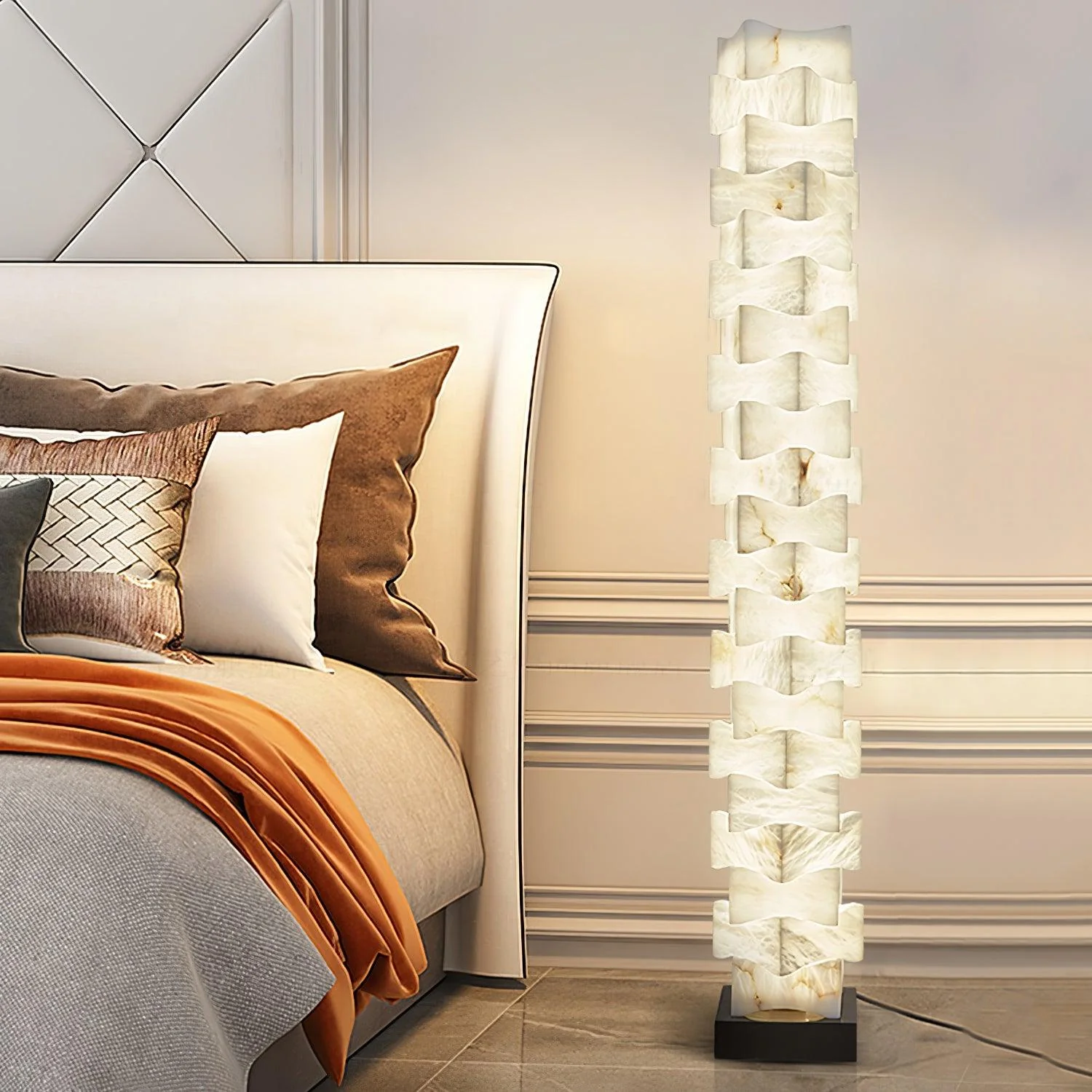 Stacked Alabaster Squares Floor Lamp - Image 2